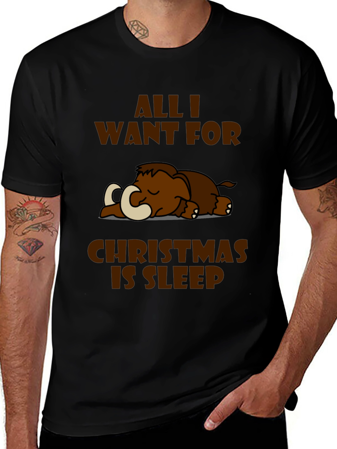 Sleepy Mammoth Christmas T-Shirt