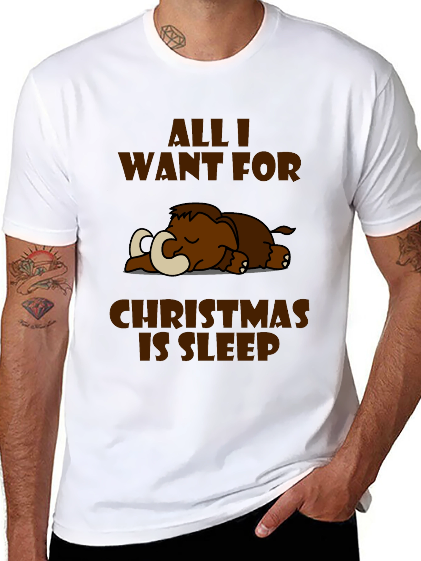 Sleepy Mammoth Christmas T-Shirt