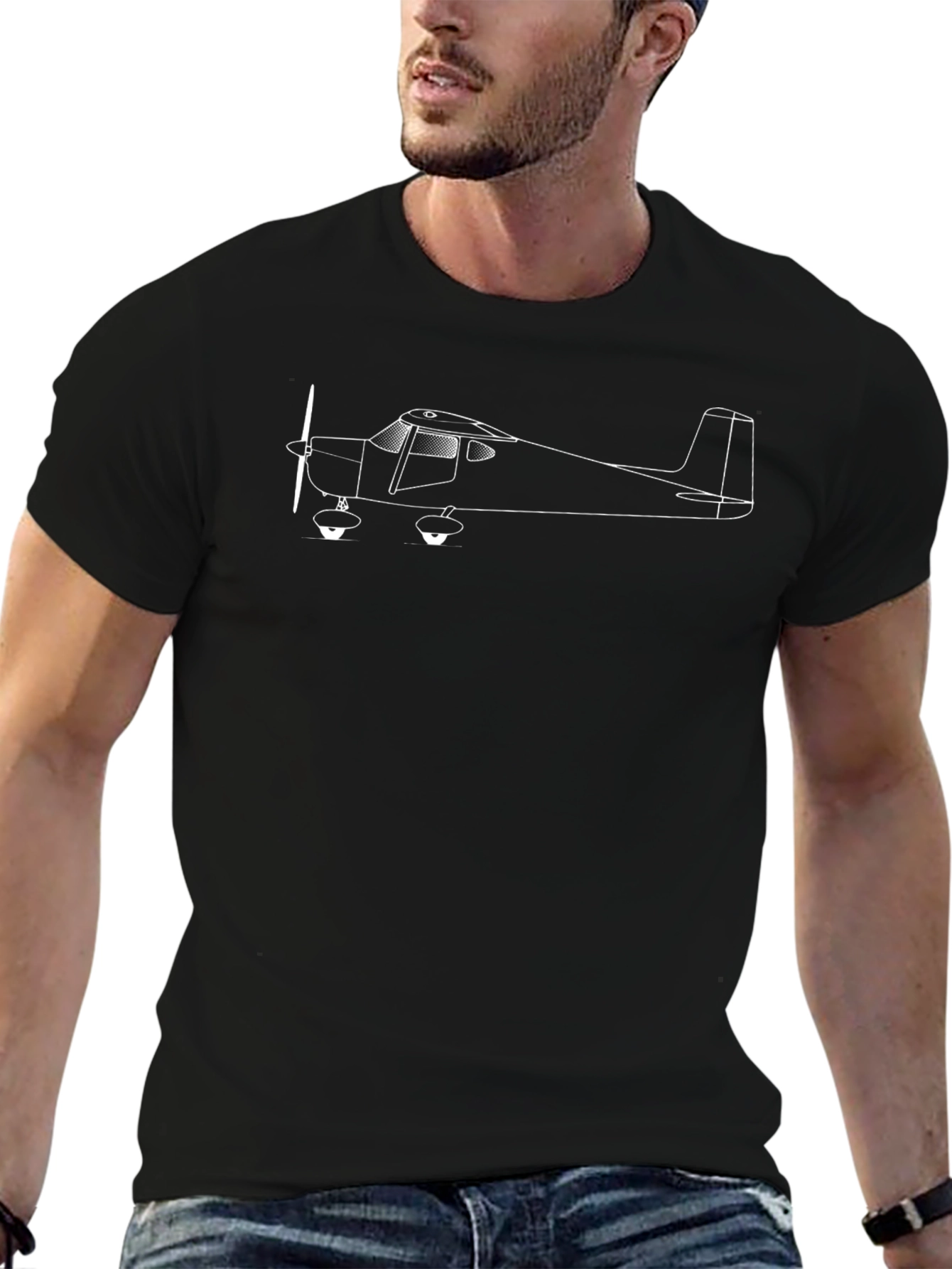 Airplane Outline Graphic T-Shirt