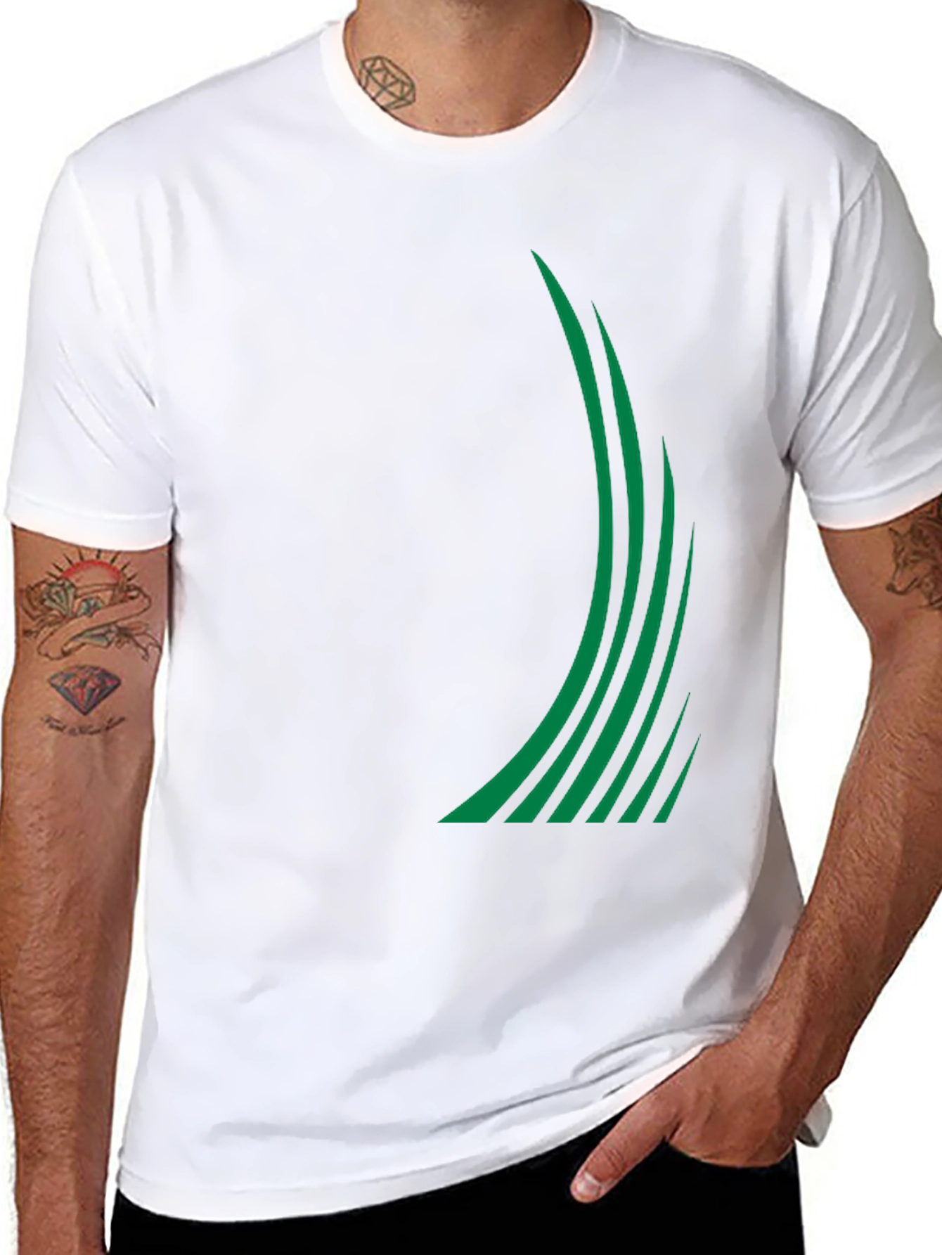 Modern Green Stripe Graphic Tee