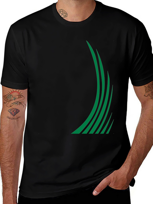 Modern Green Stripe Graphic Tee