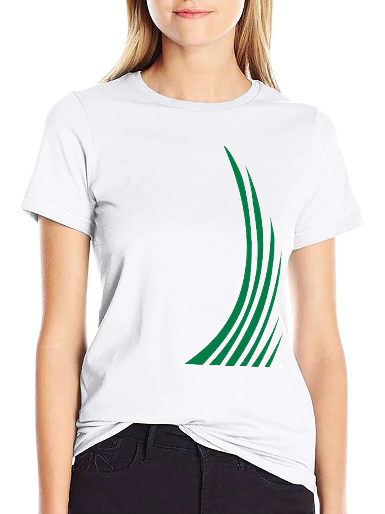 Modern Green Stripe Graphic Tee