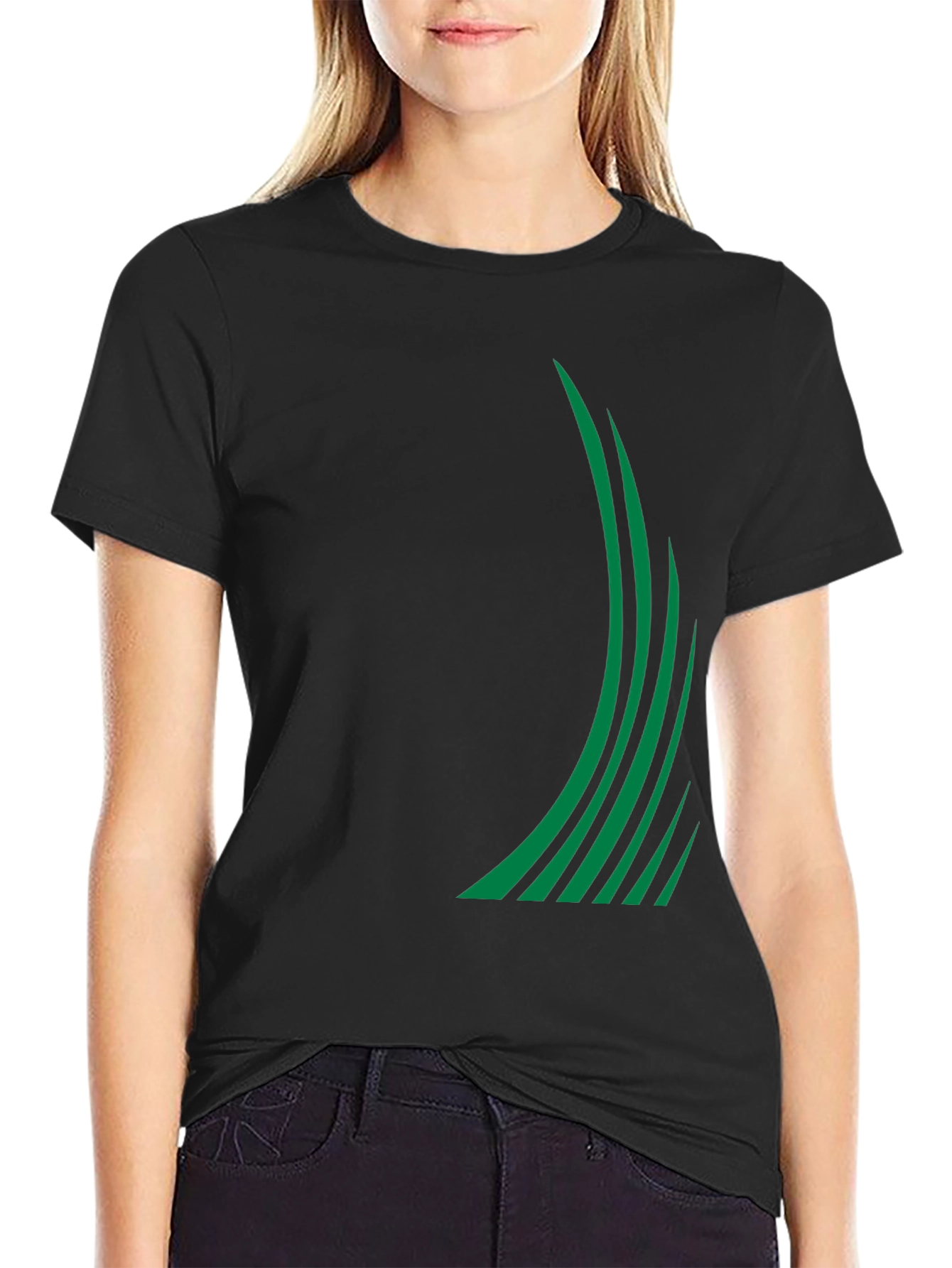 Modern Green Stripe Graphic Tee