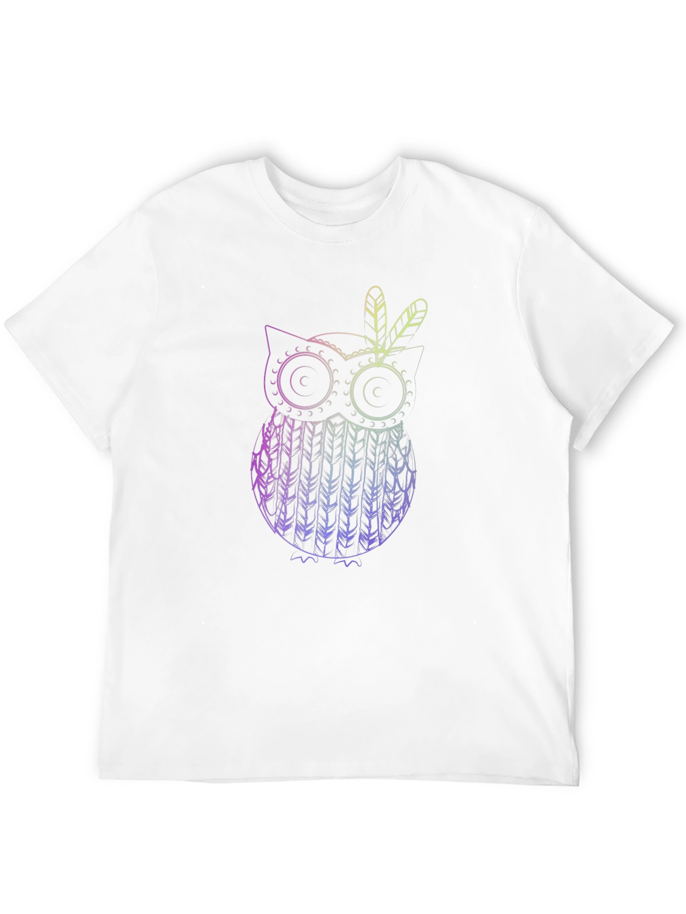 Owl Feather Graphic Black T-Shirt