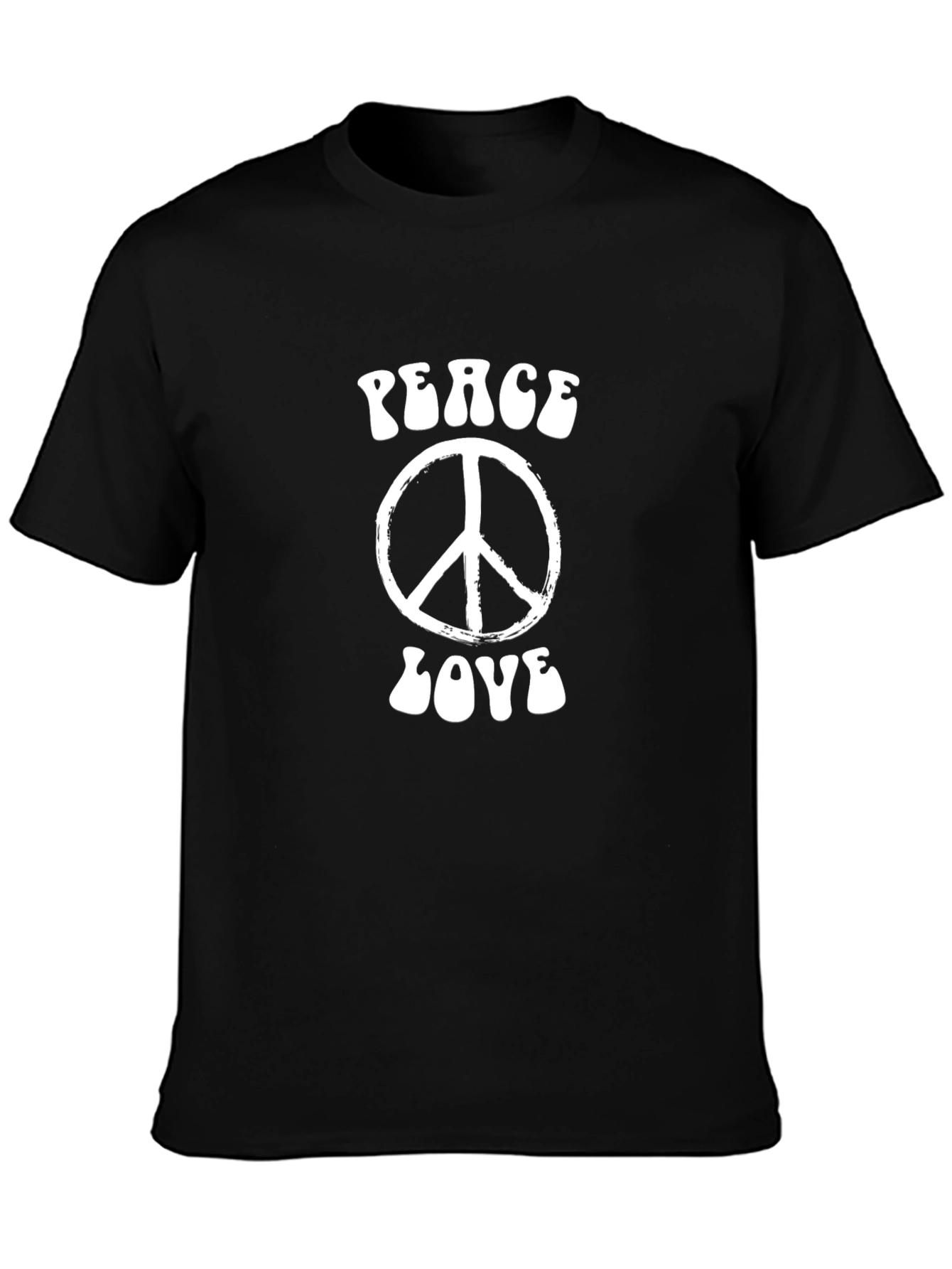 Peace and Love Retro Graphic Tee - Black