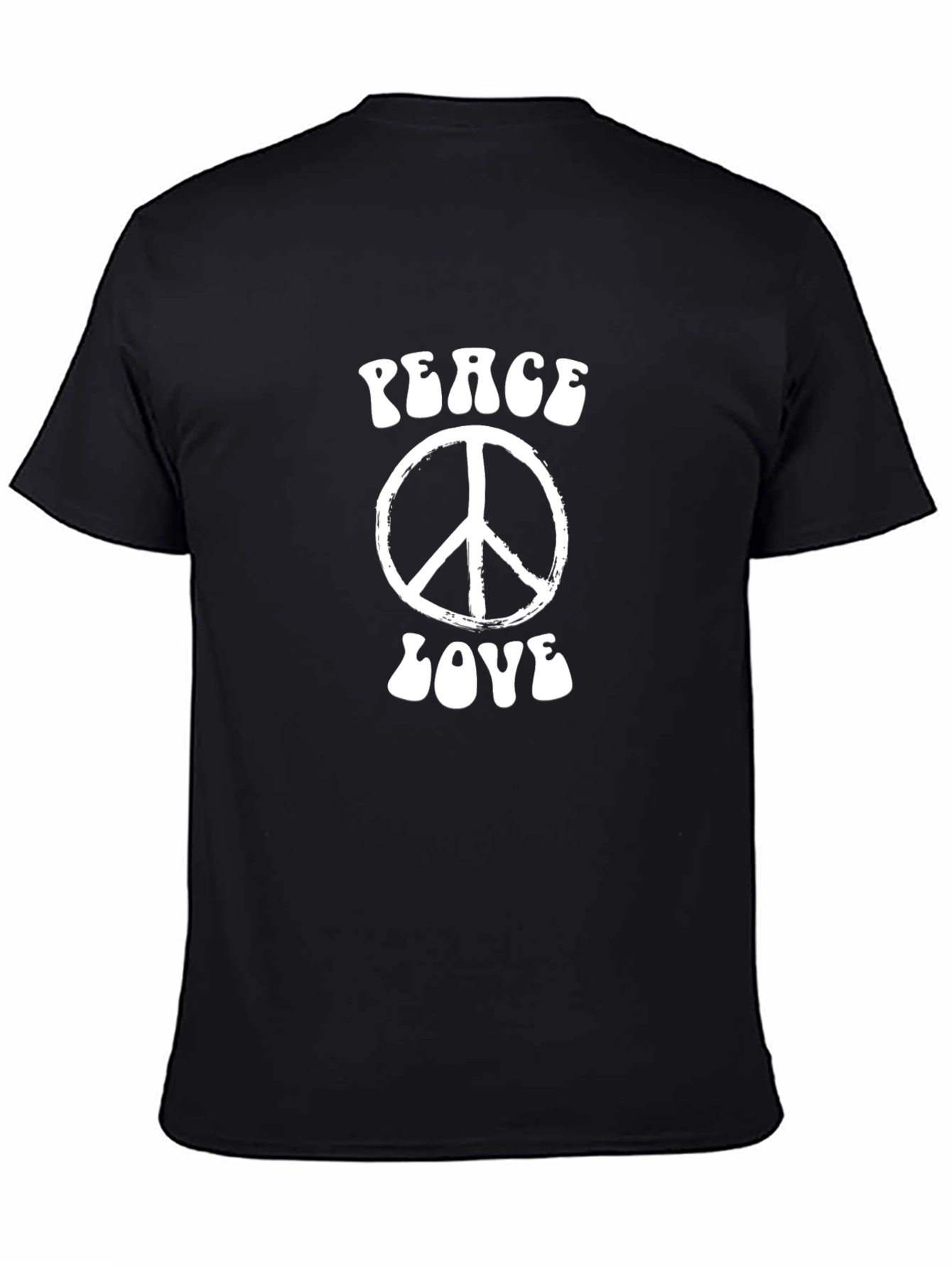 Peace and Love Retro Graphic Tee - Black