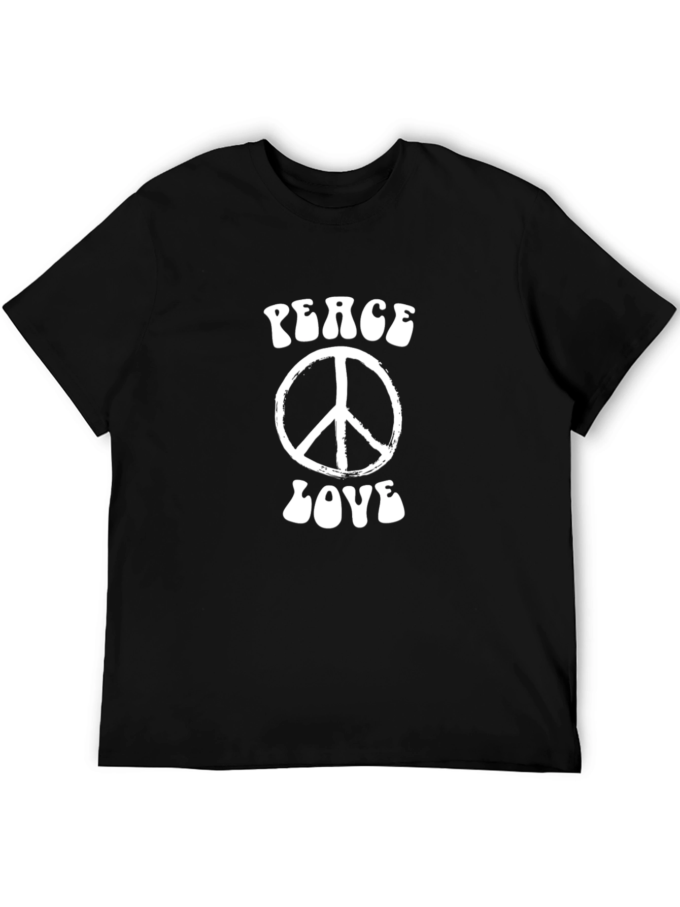 Peace and Love Retro Graphic Tee - Black