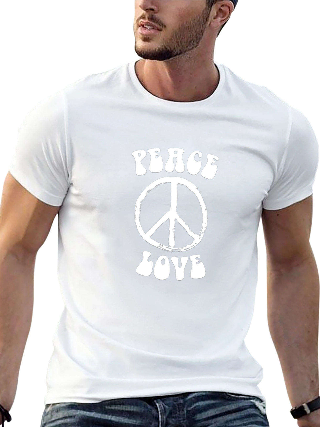 Peace and Love Retro Graphic Tee - Black