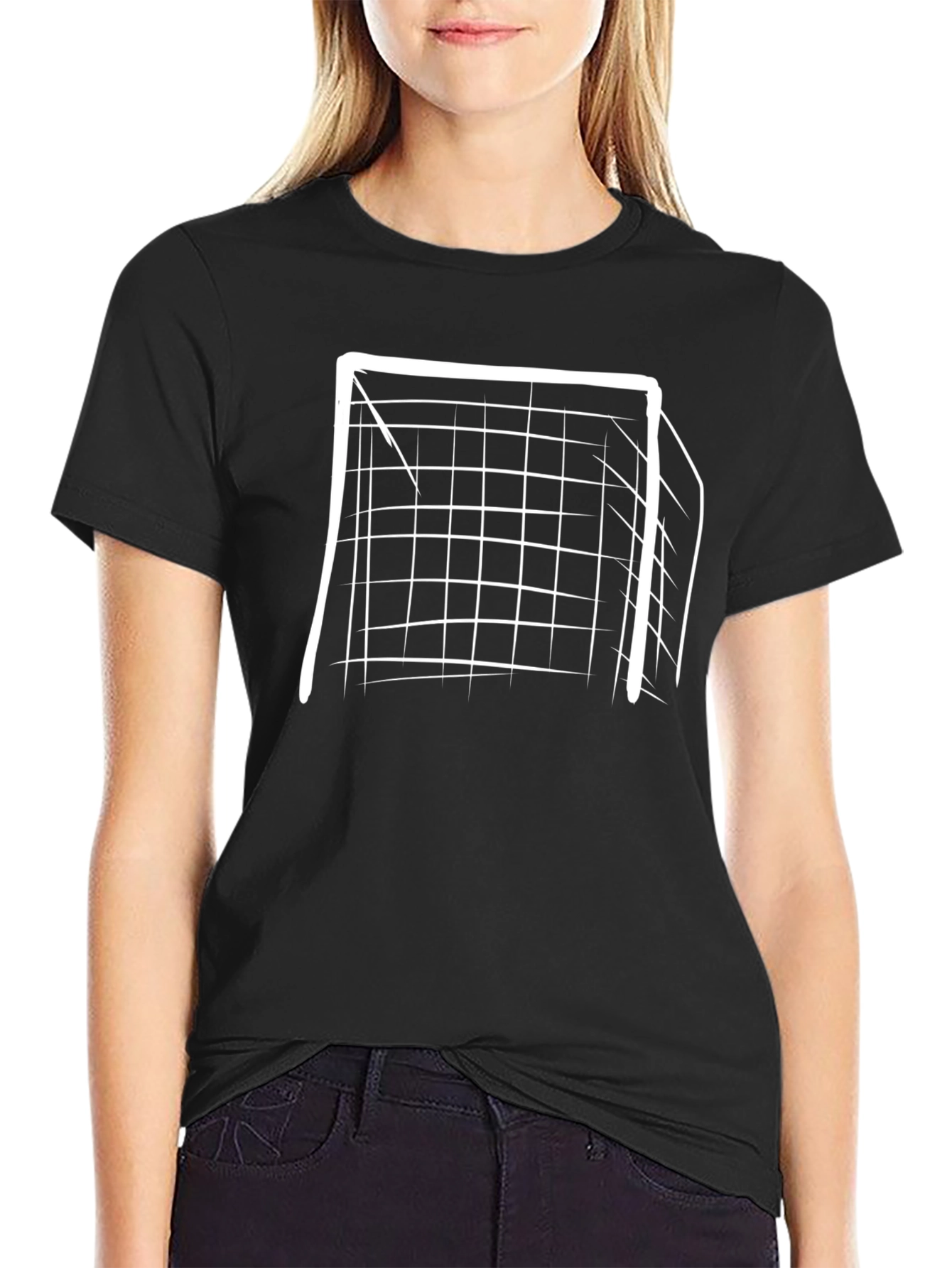 Soccer Goal Graphic Tee - Black Cotton T-Shirt