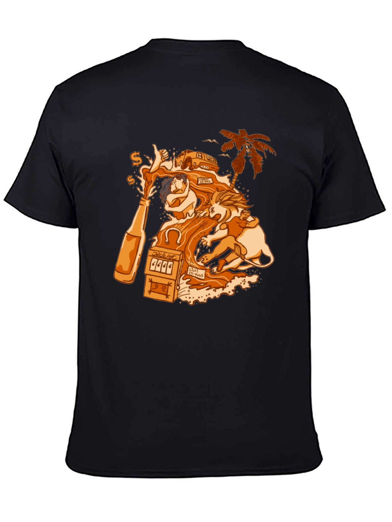 Black T-Shirt with Gambling Theme Graphic
