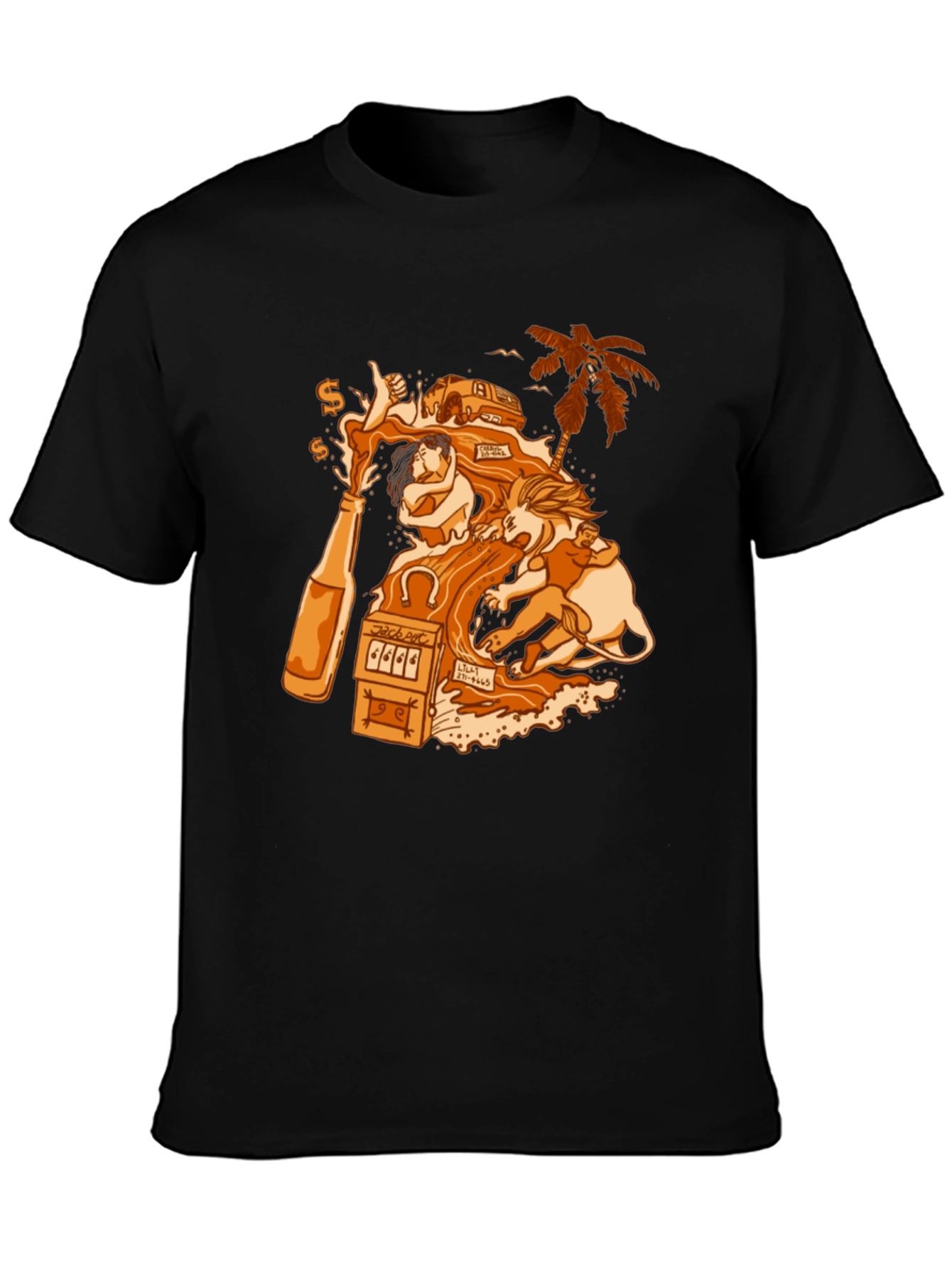 Black T-Shirt with Gambling Theme Graphic