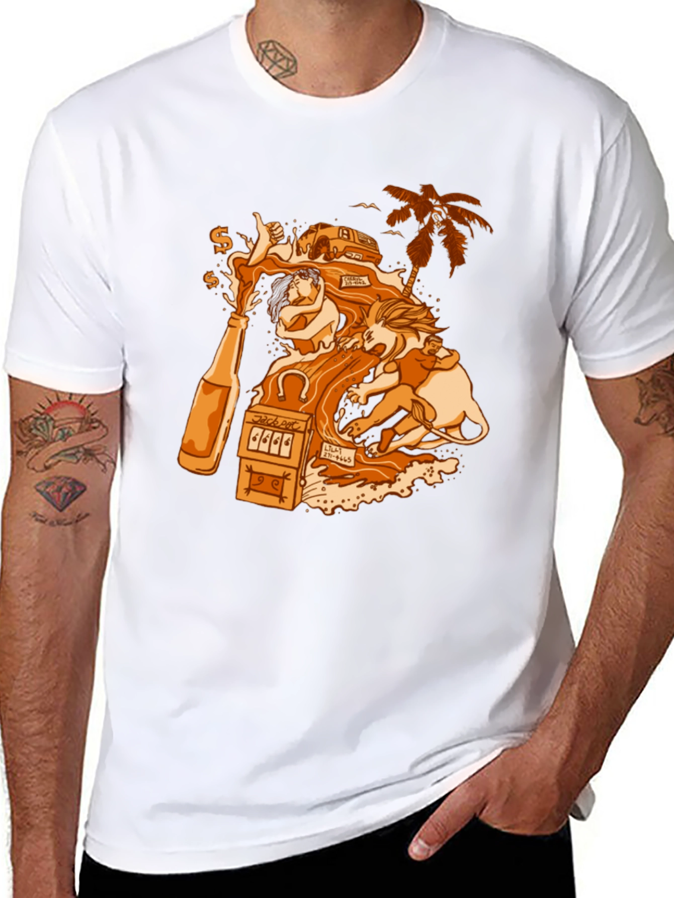 Black T-Shirt with Gambling Theme Graphic