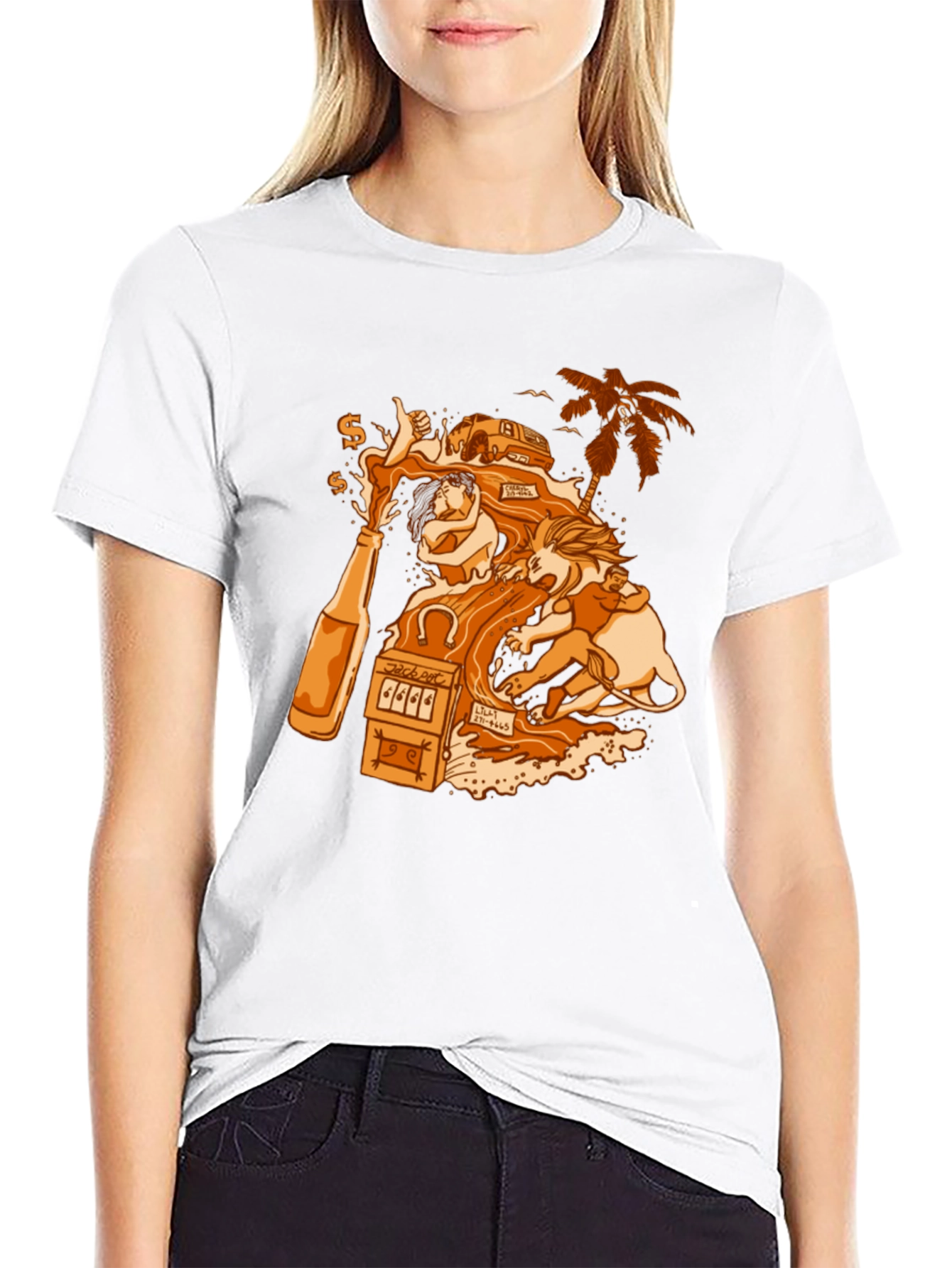 Black T-Shirt with Gambling Theme Graphic