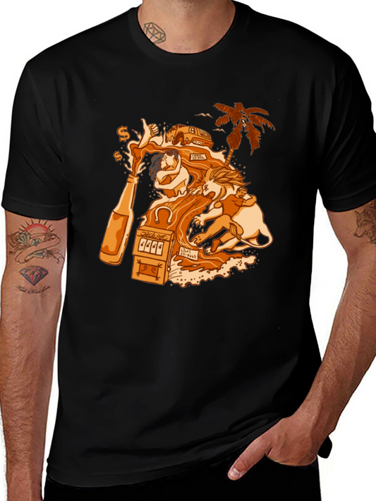 Black T-Shirt with Gambling Theme Graphic