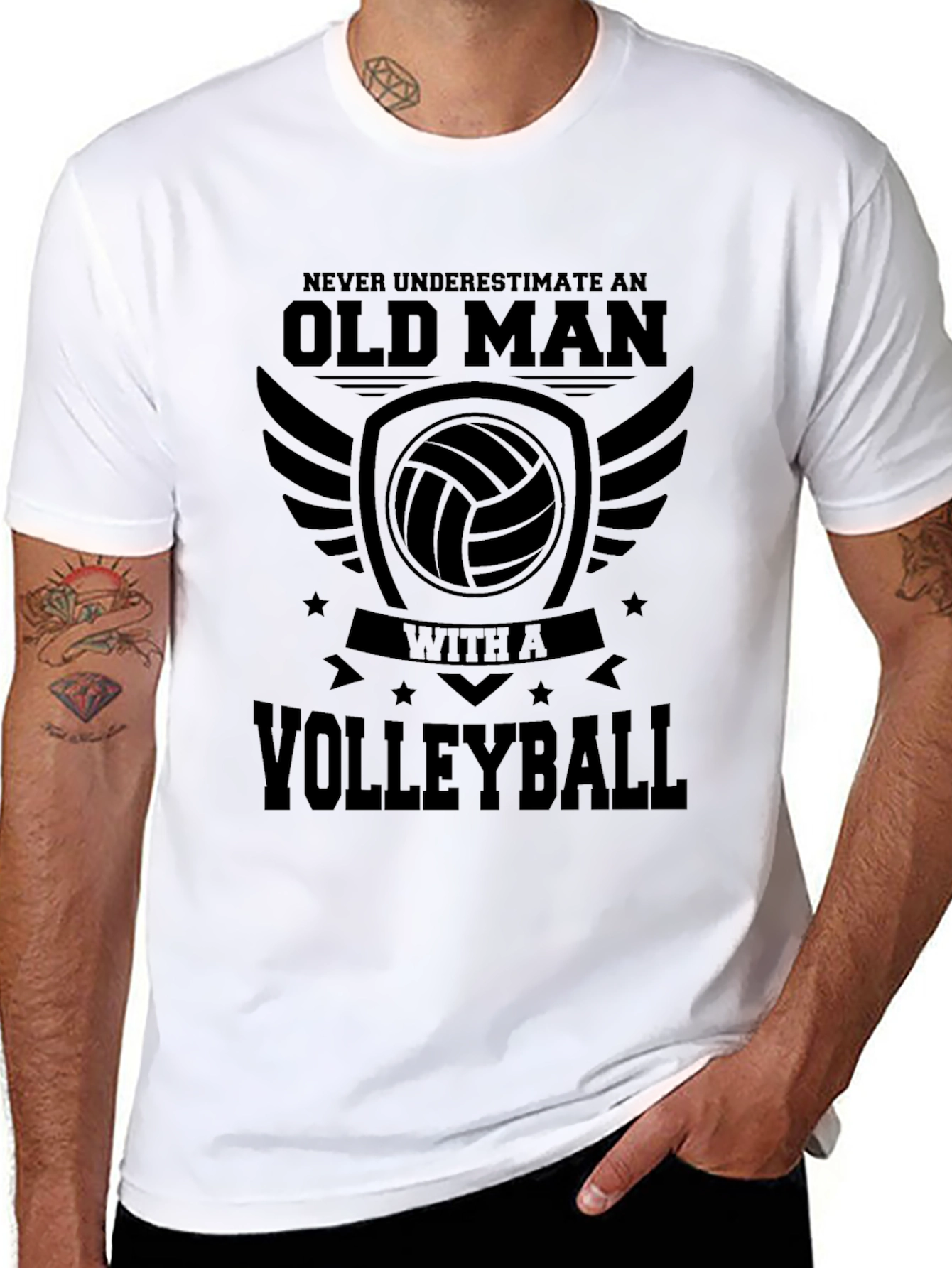 Volleyball Old Man Graphic Tee