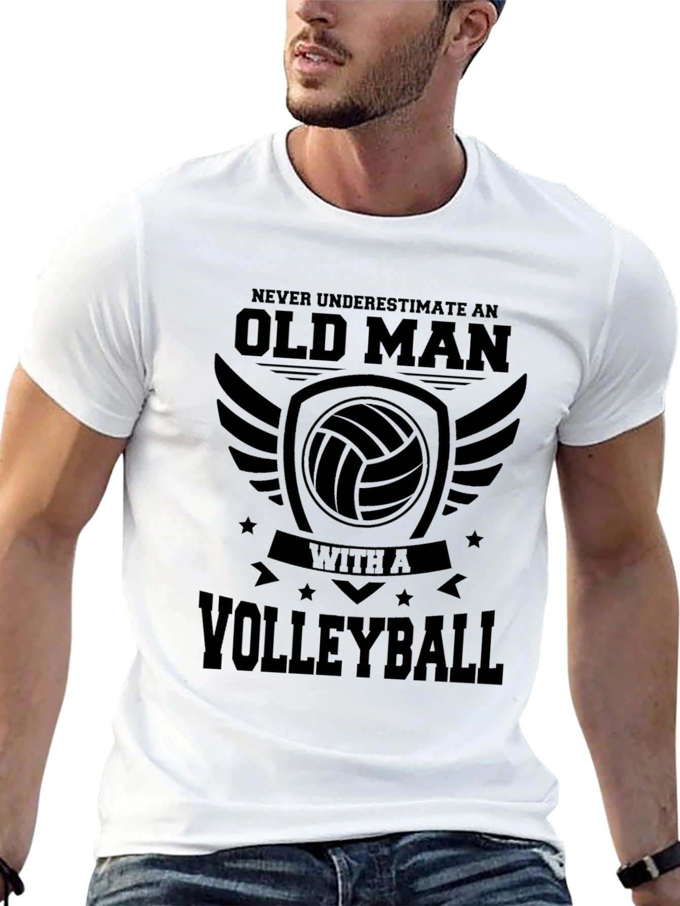 Volleyball Old Man Graphic Tee