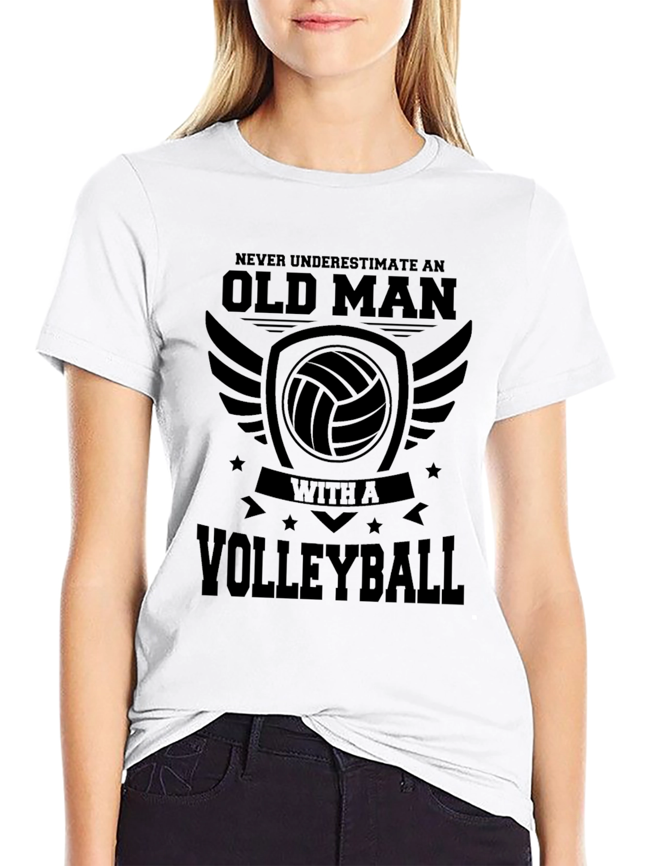 Volleyball Old Man Graphic Tee