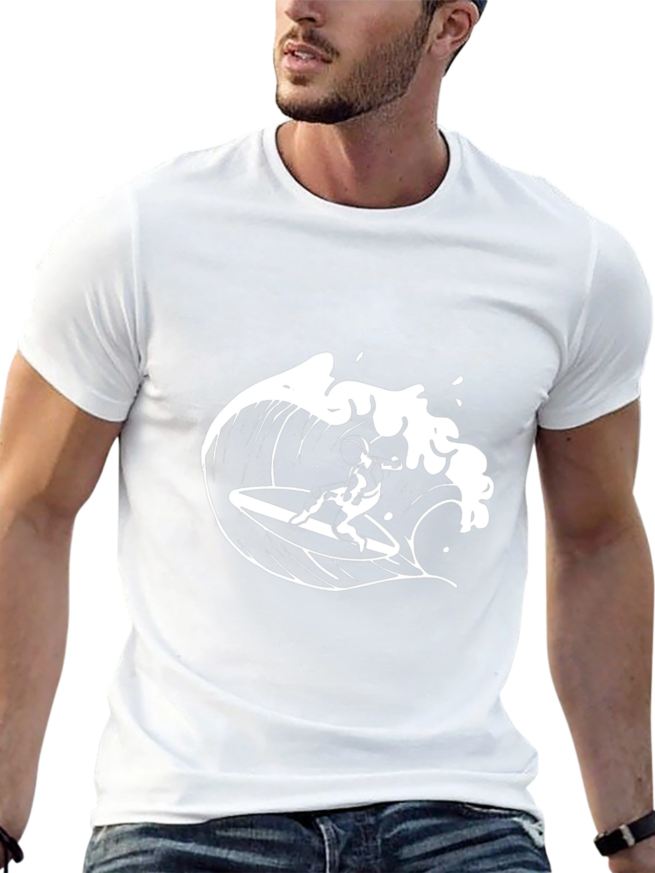 Surfer Wave Graphic Black T-Shirt