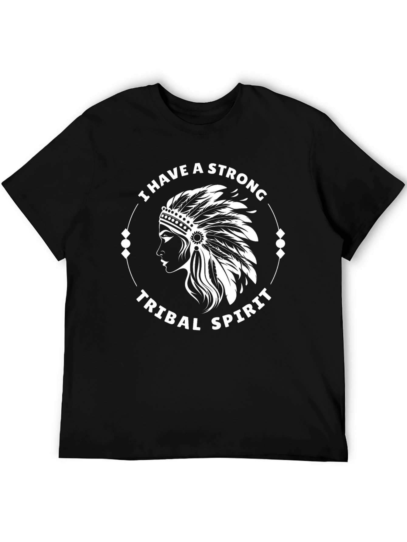 Strong Tribal Spirit Graphic Tee - Black Cotton Blend