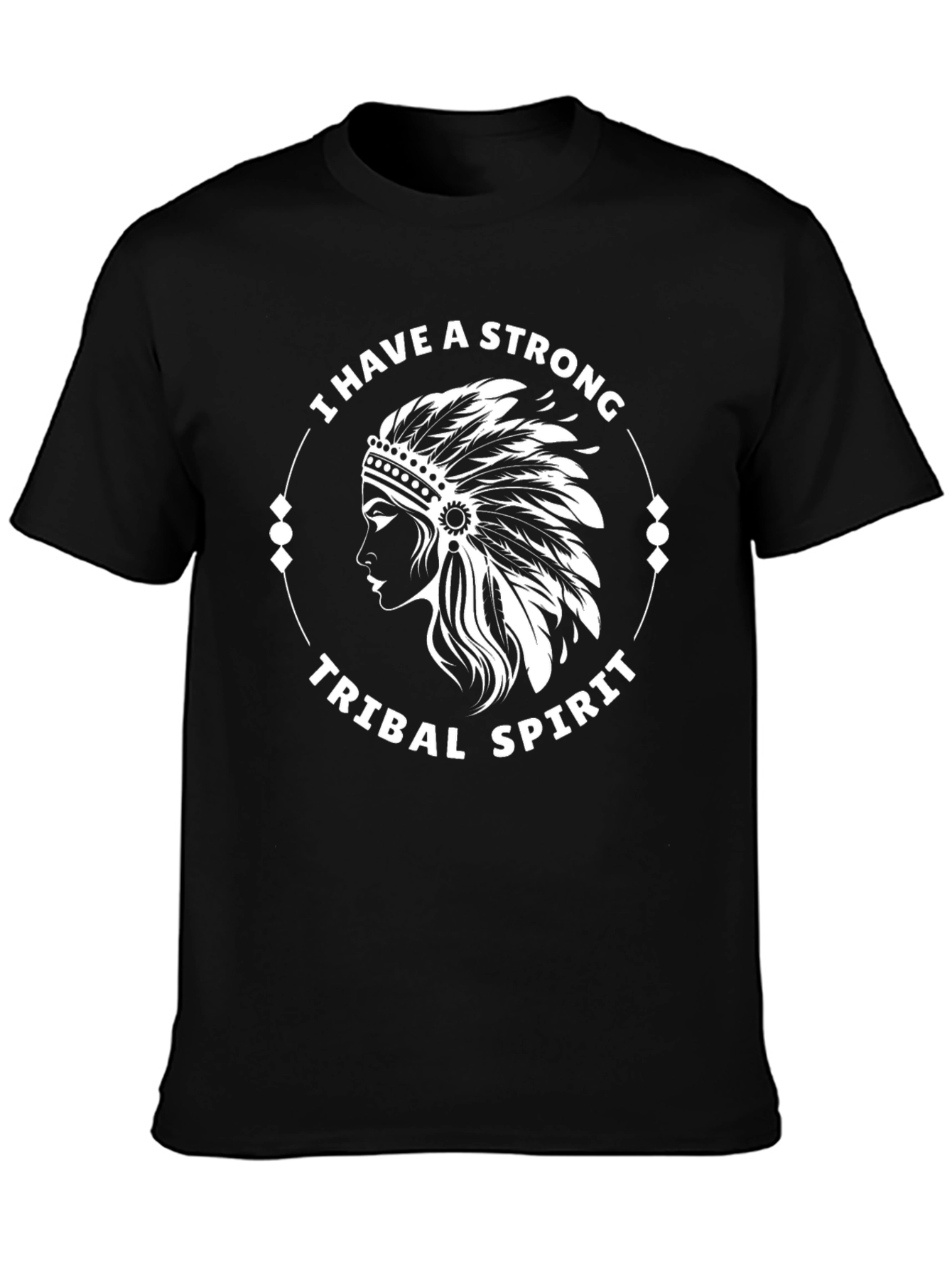 Strong Tribal Spirit Graphic Tee - Black Cotton Blend