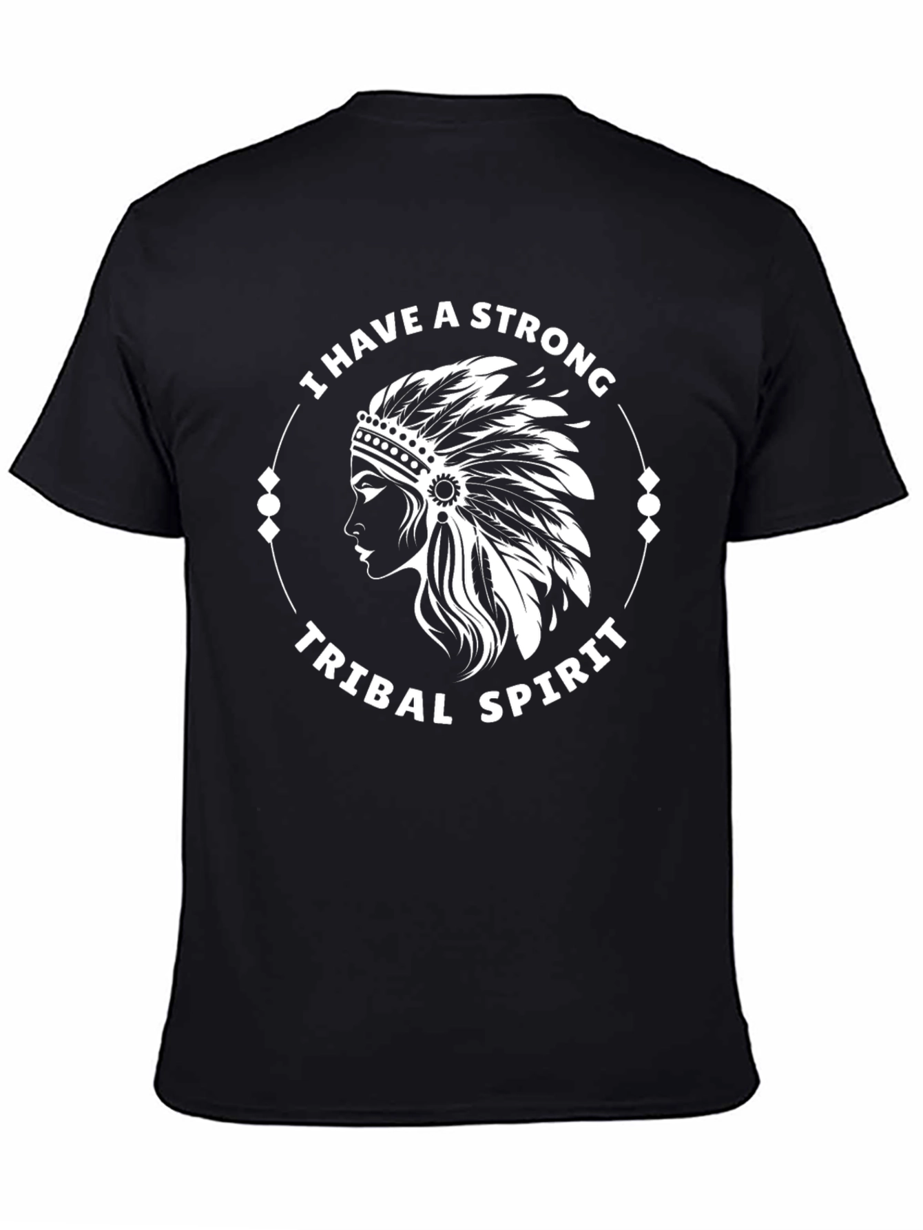 Strong Tribal Spirit Graphic Tee - Black Cotton Blend
