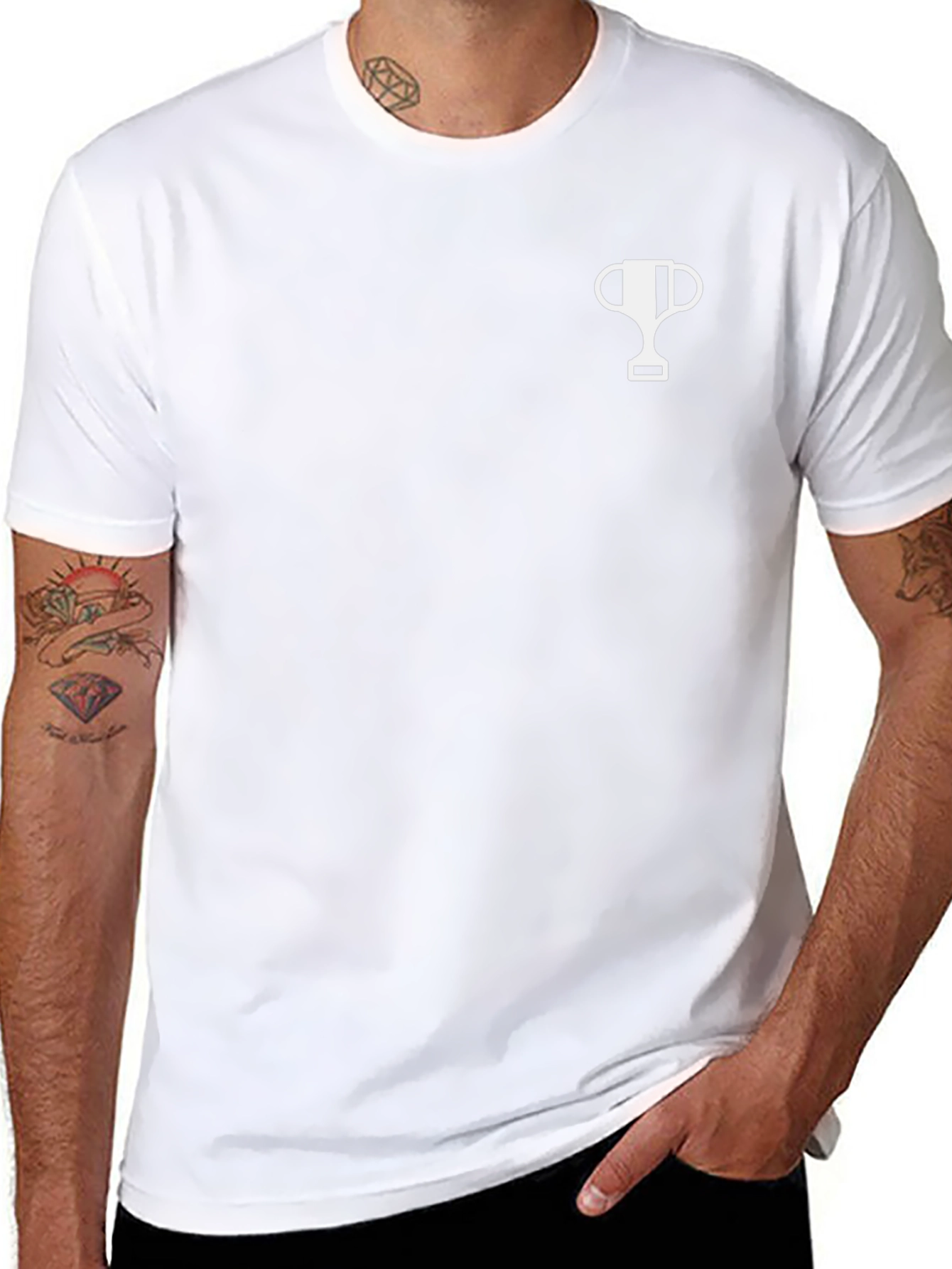 Mens Black T-Shirt with Trophy Graphic