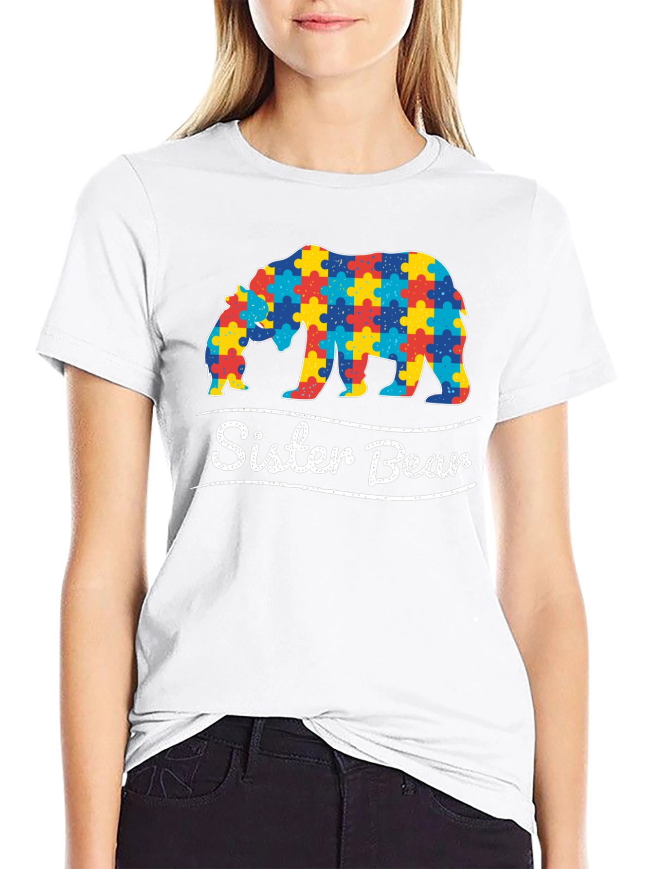 Sister Bear Autism Awareness Puzzle T-Shirt