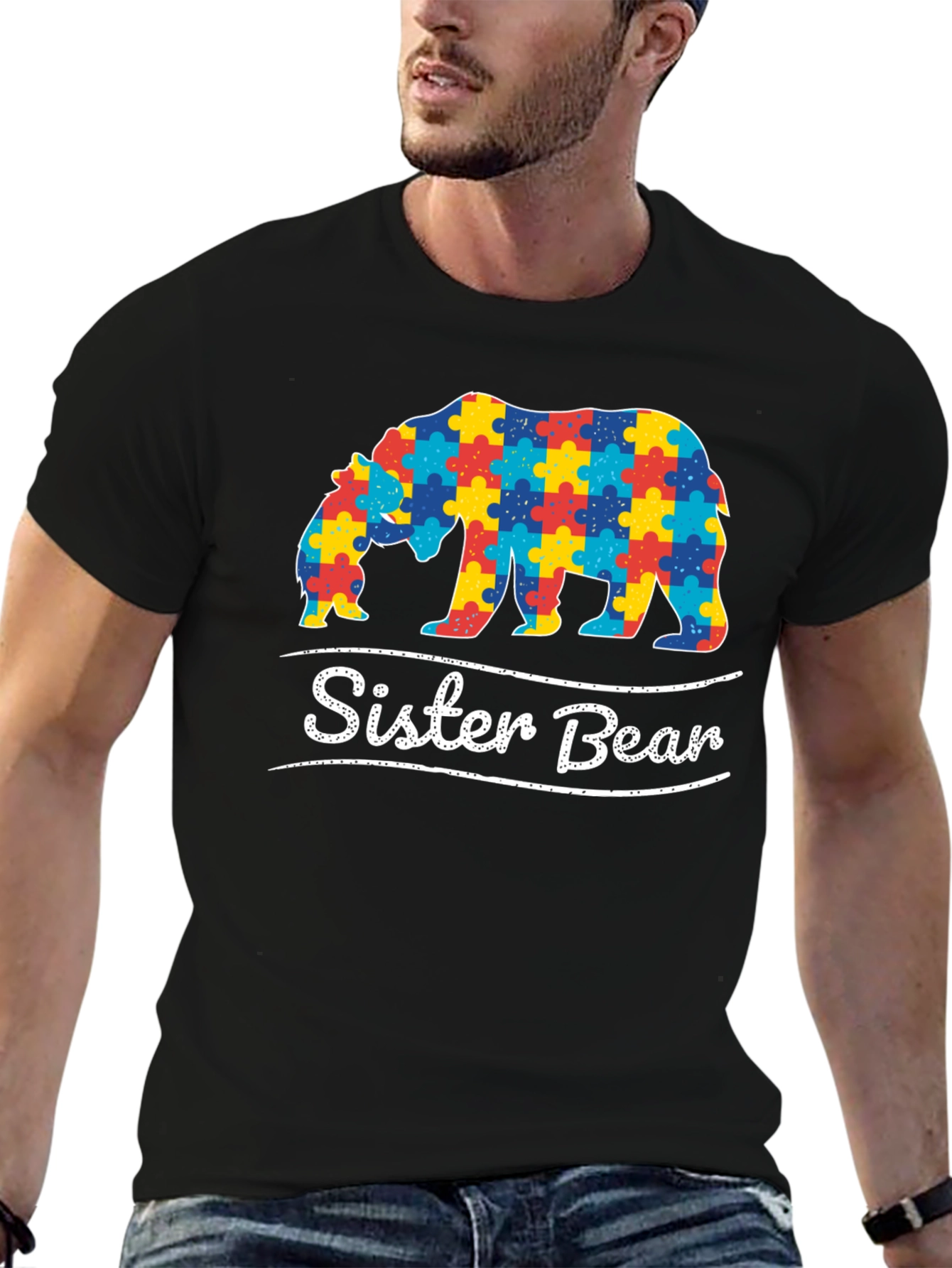 Sister Bear Autism Awareness Puzzle T-Shirt