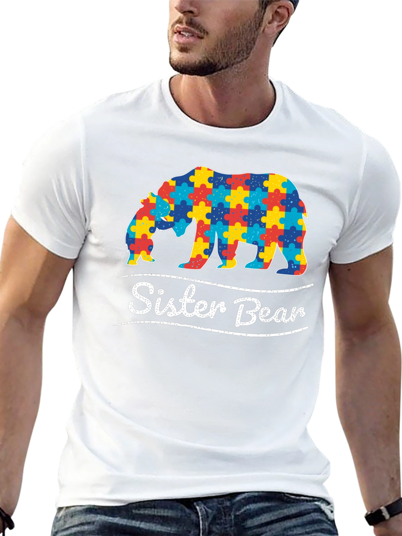 Sister Bear Autism Awareness Puzzle T-Shirt