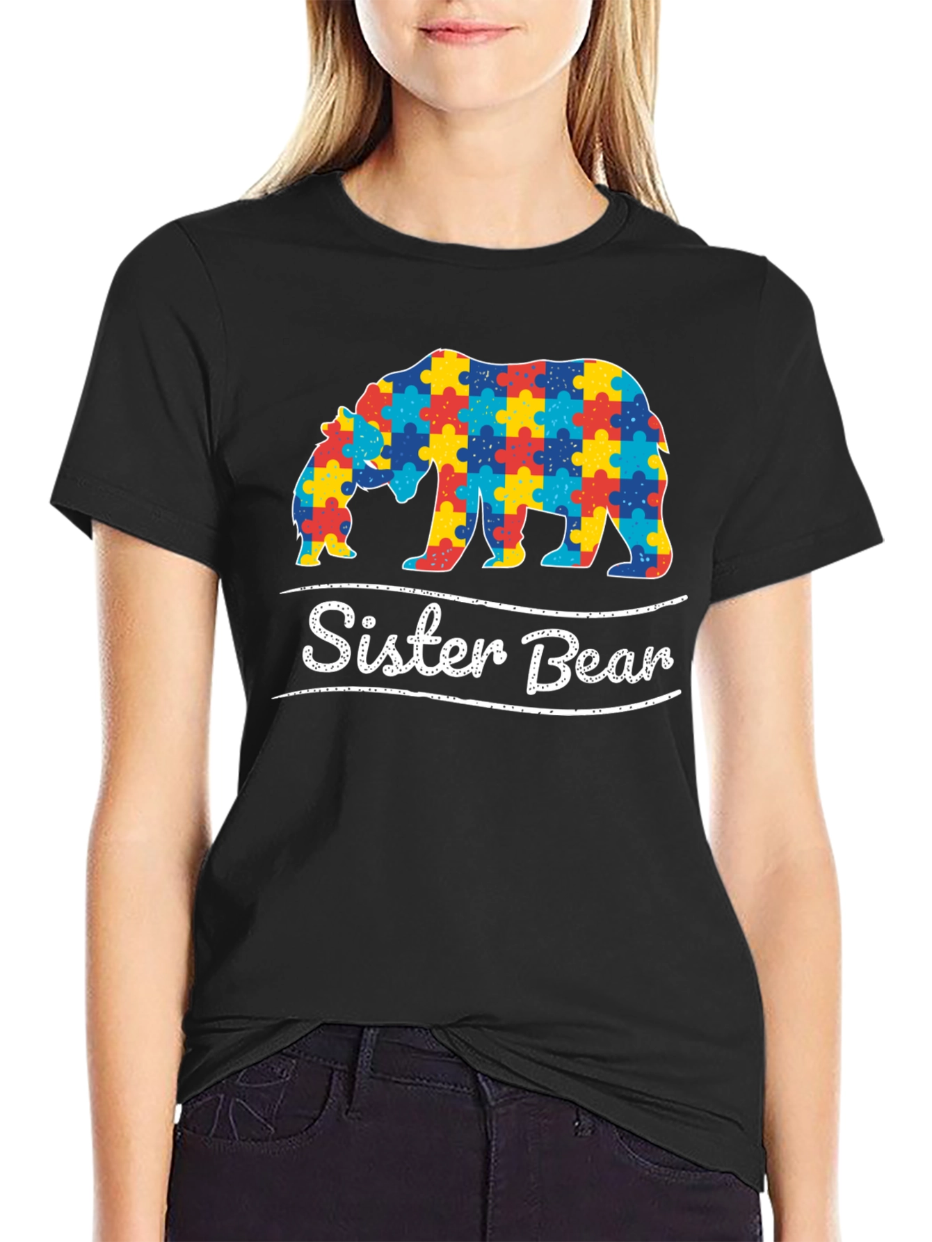 Sister Bear Autism Awareness Puzzle T-Shirt