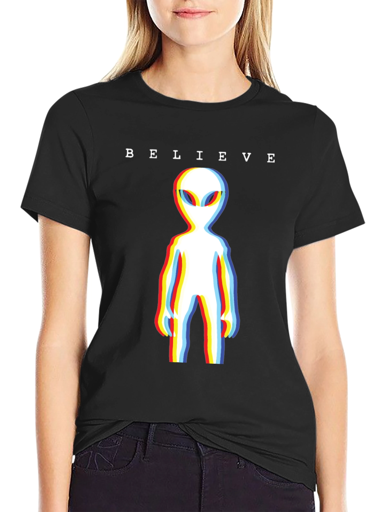 Believe Alien T-Shirt - Retro 3D Style Tee