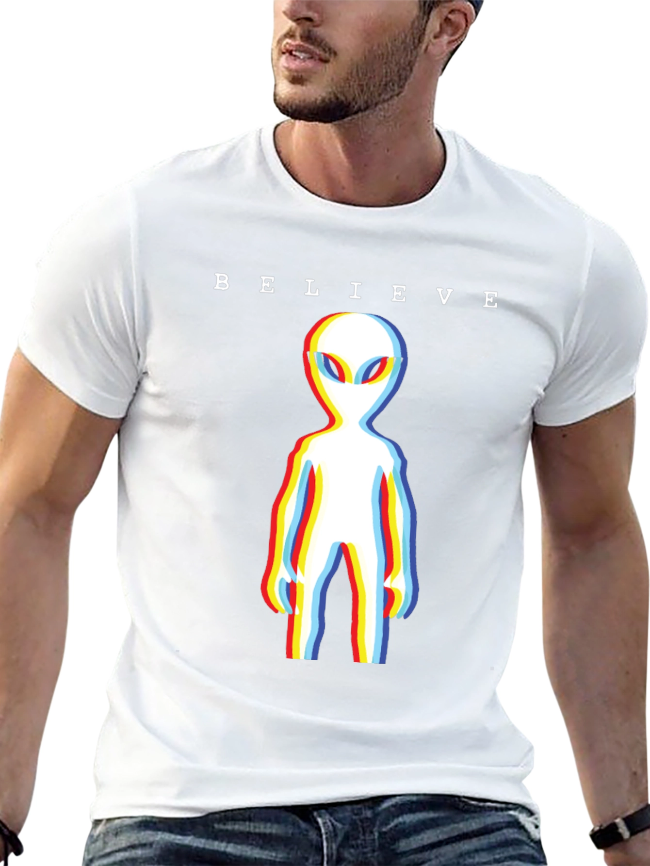 Believe Alien T-Shirt - Retro 3D Style Tee