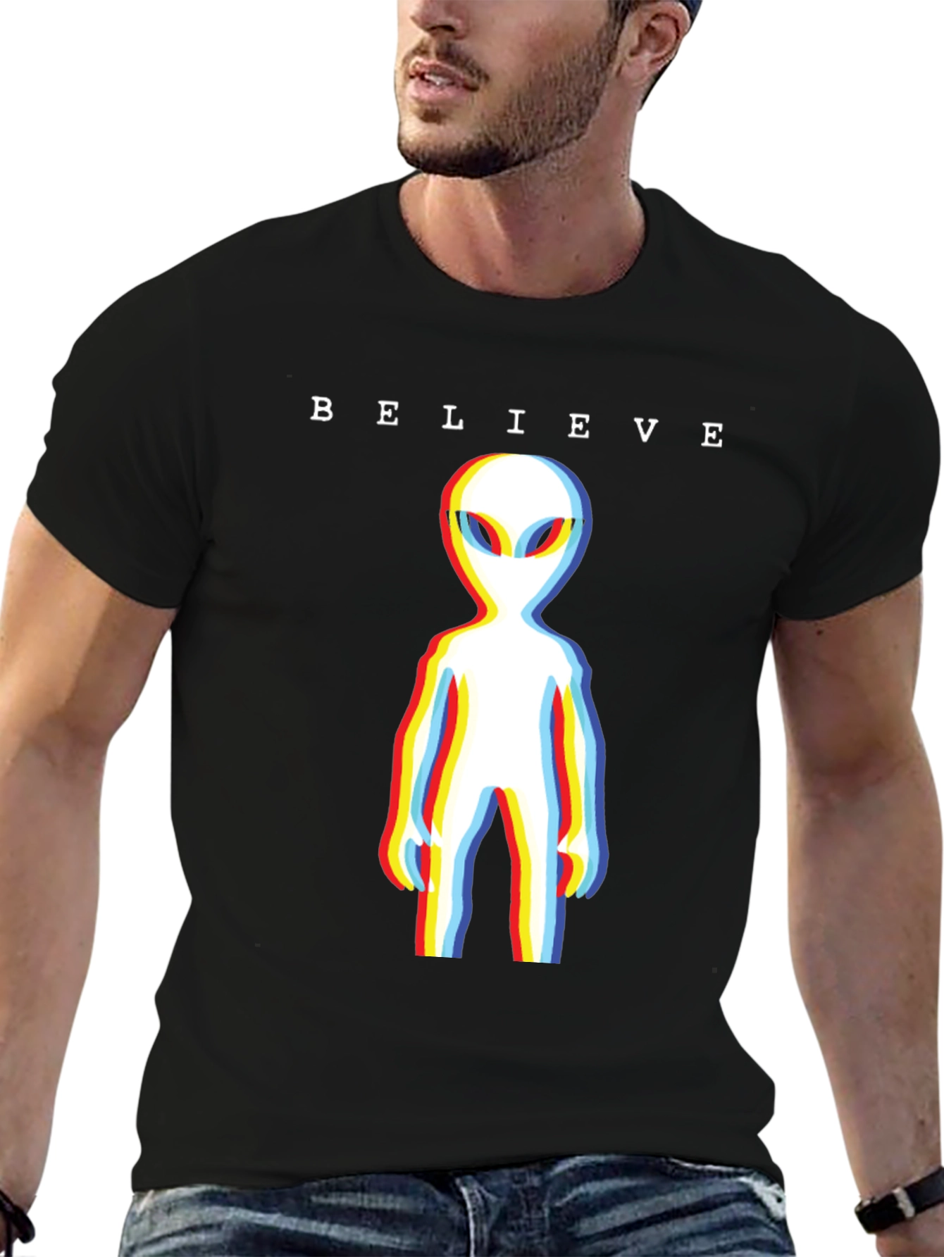 Believe Alien T-Shirt - Retro 3D Style Tee