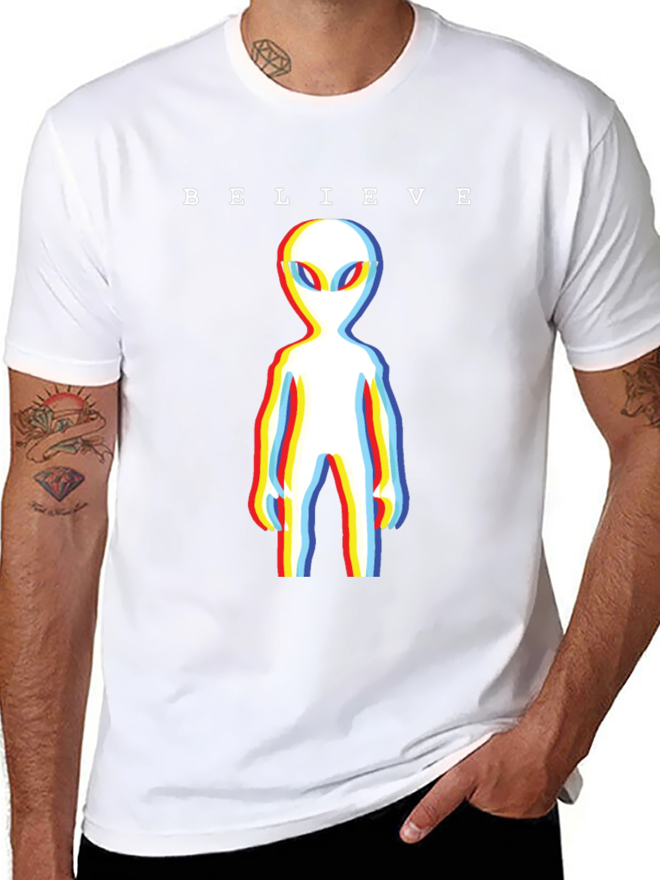 Believe Alien T-Shirt - Retro 3D Style Tee