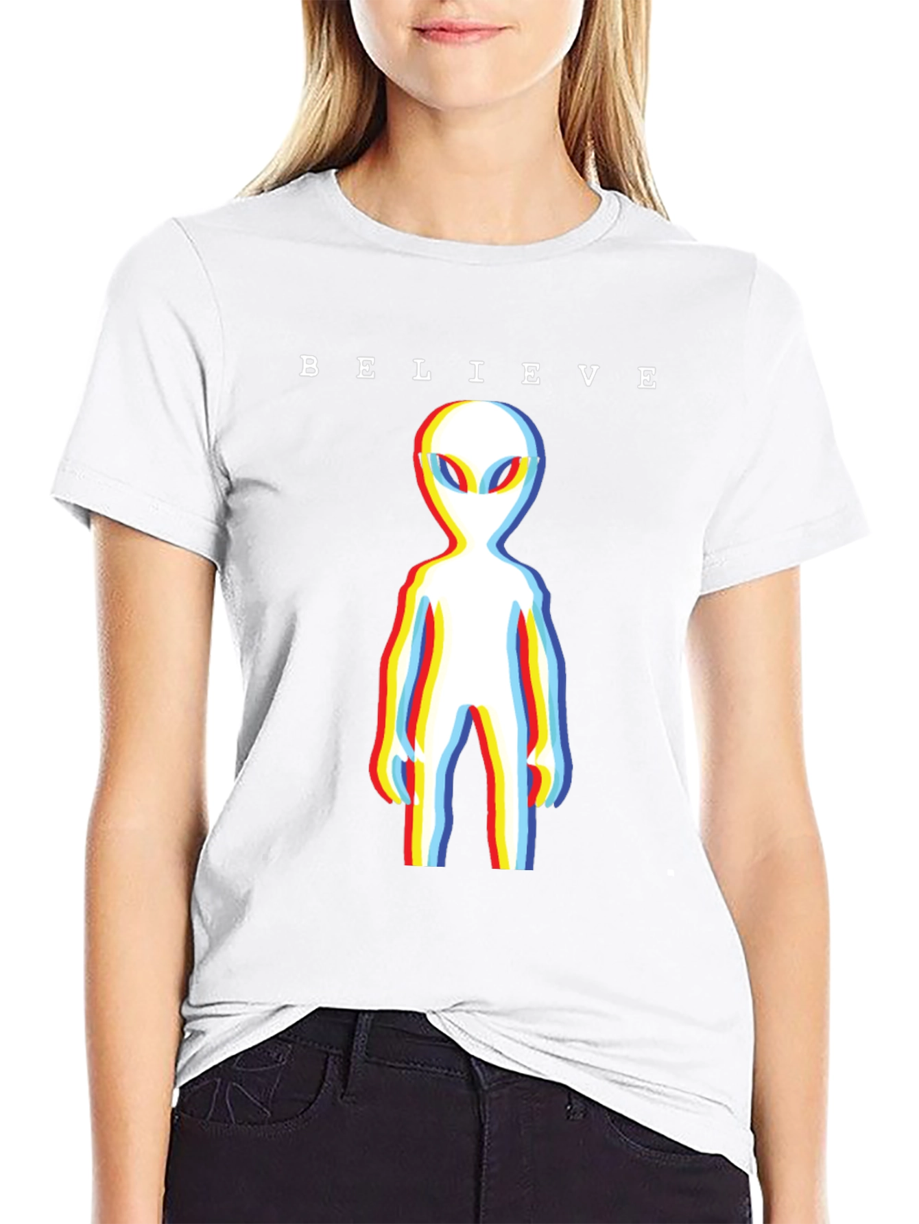 Believe Alien T-Shirt - Retro 3D Style Tee