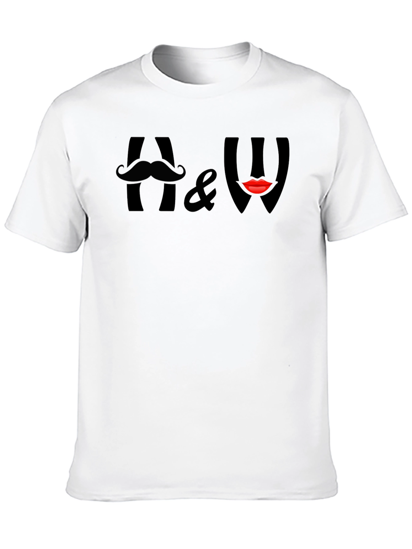 Funny A & W Mustache Lips Graphic T-Shirt