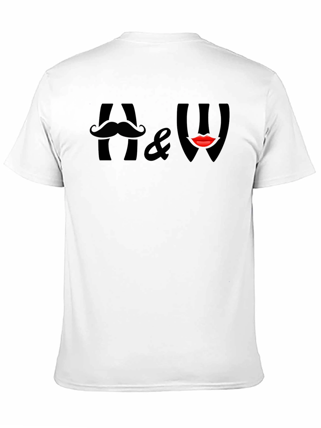 Funny A & W Mustache Lips Graphic T-Shirt