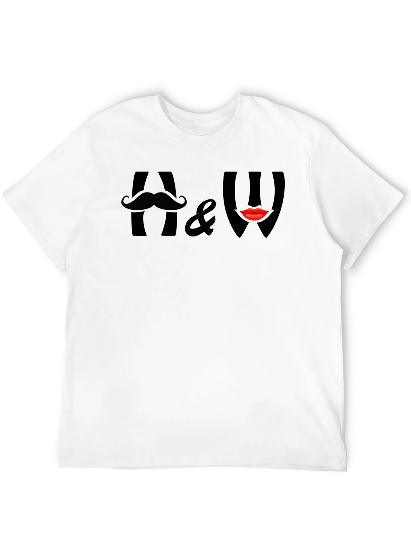 Funny A & W Mustache Lips Graphic T-Shirt