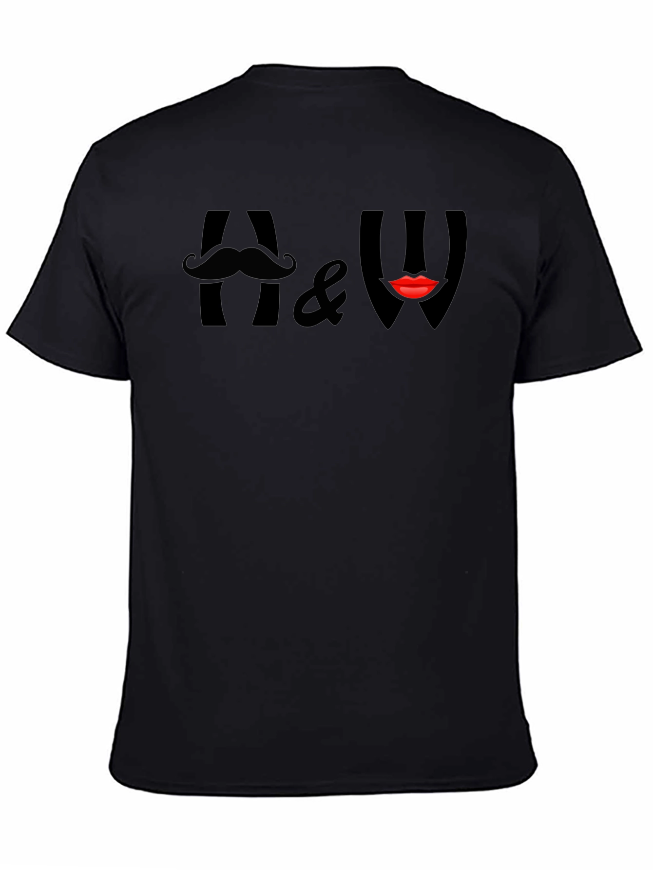 Funny A & W Mustache Lips Graphic T-Shirt