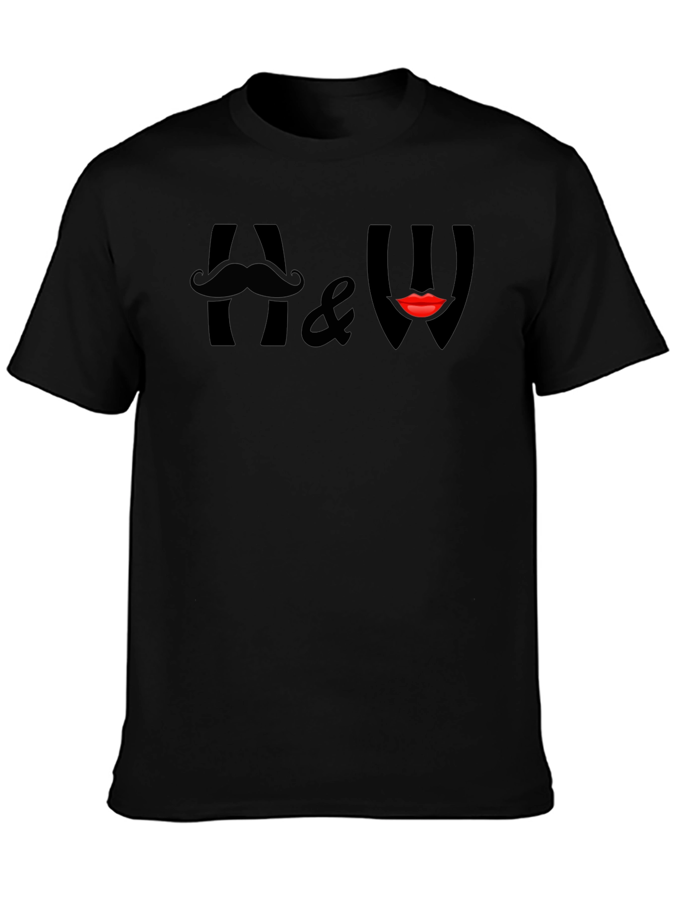 Funny A & W Mustache Lips Graphic T-Shirt