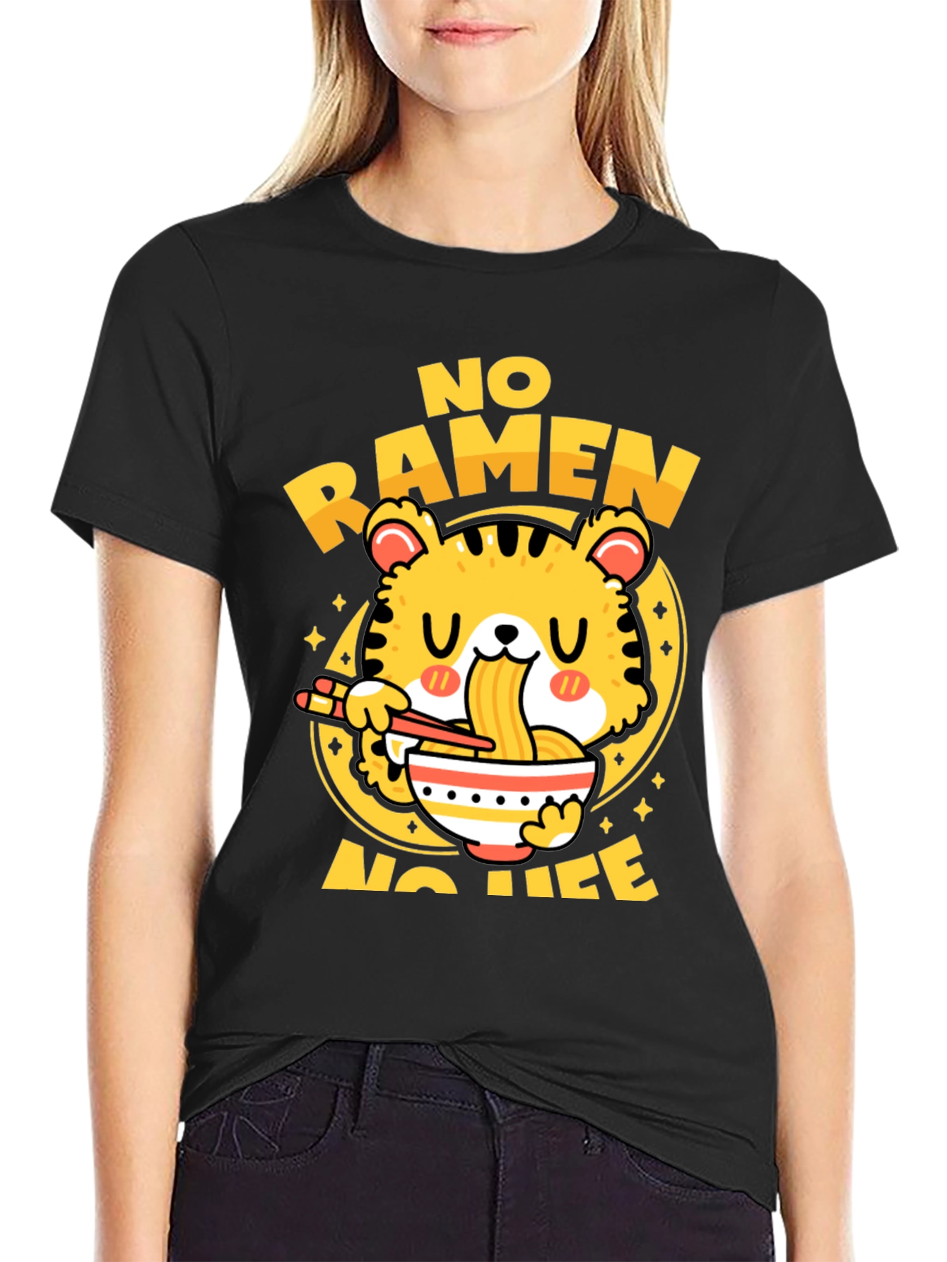 No Ramen No Life T-Shirt - Cute Tiger Design