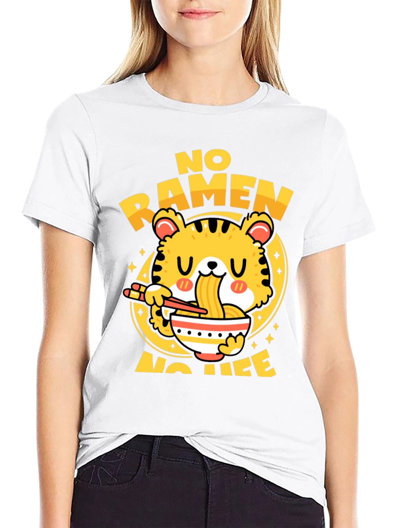 No Ramen No Life T-Shirt - Cute Tiger Design