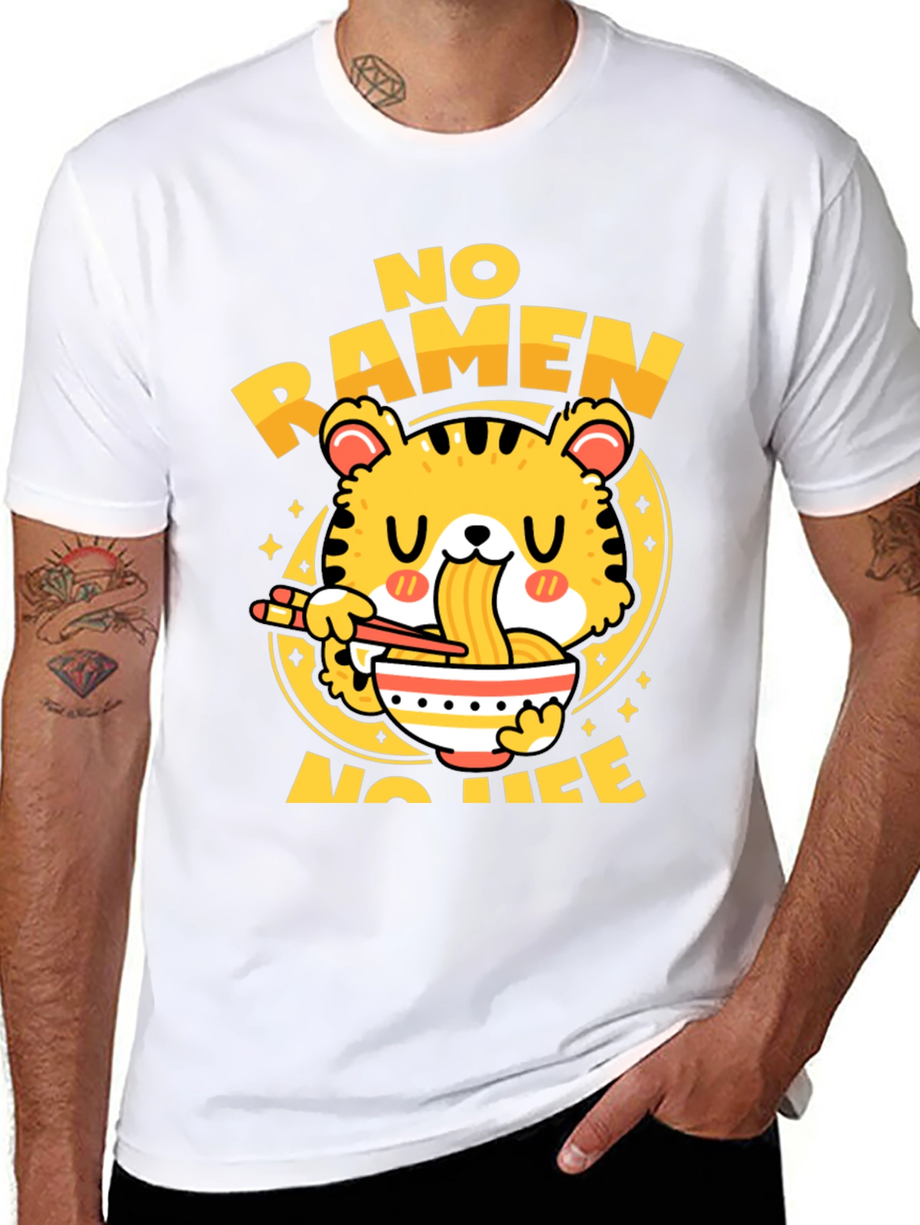 No Ramen No Life T-Shirt - Cute Tiger Design