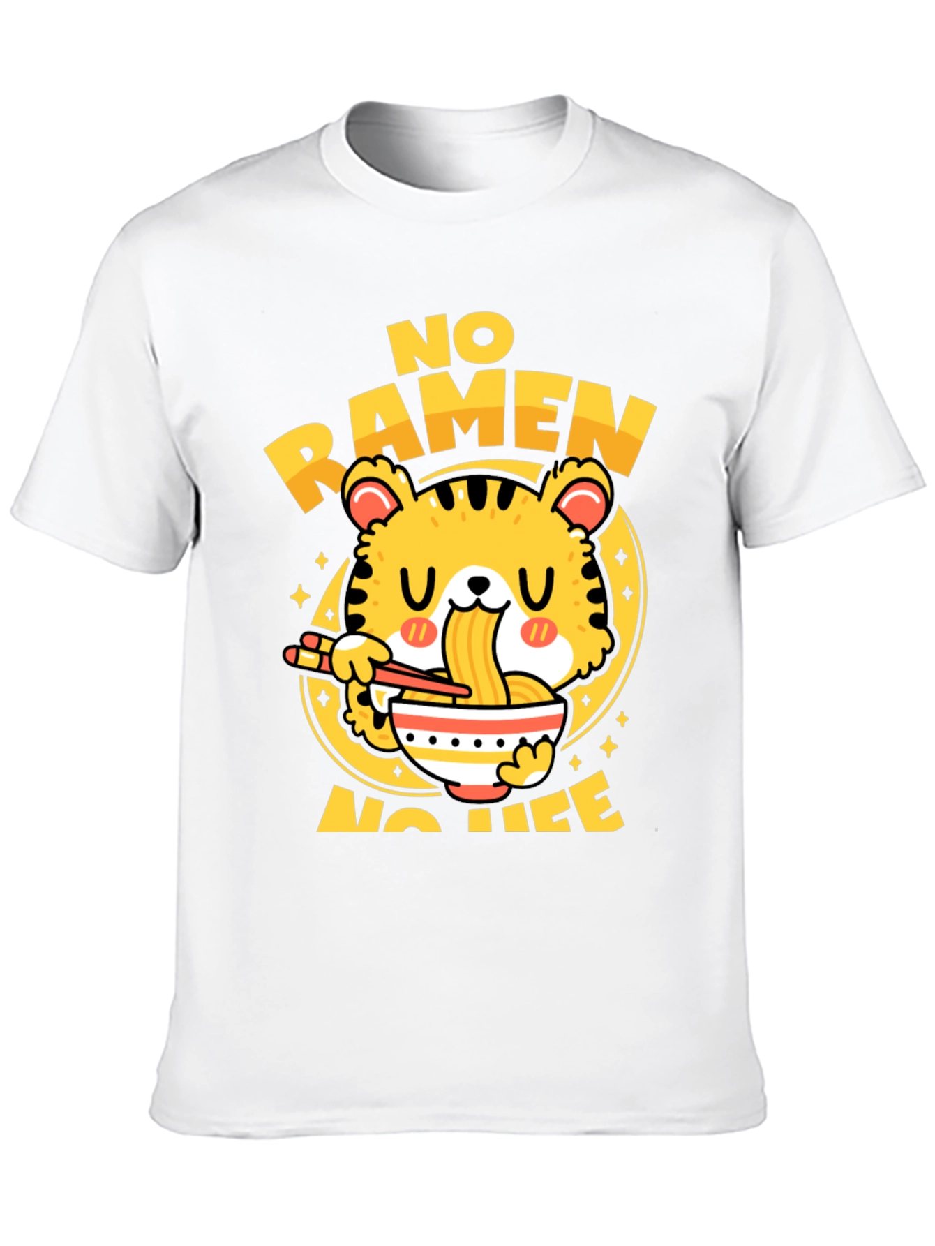 No Ramen No Life T-Shirt - Cute Tiger Design