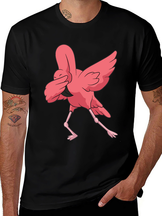 Dabbing Flamingo Graphic Tee - Black Casual T-Shirt