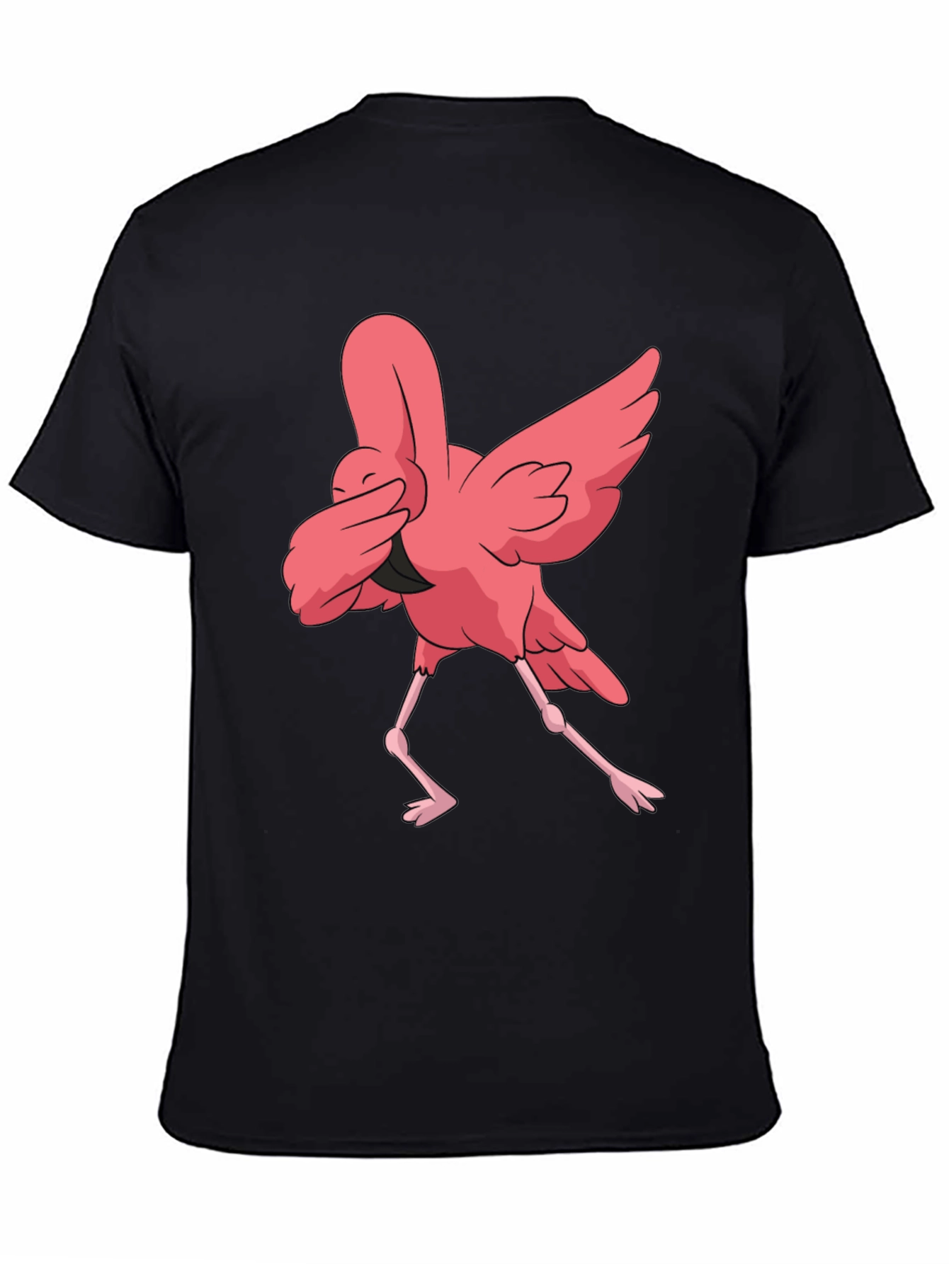 Dabbing Flamingo Graphic Tee - Black Casual T-Shirt
