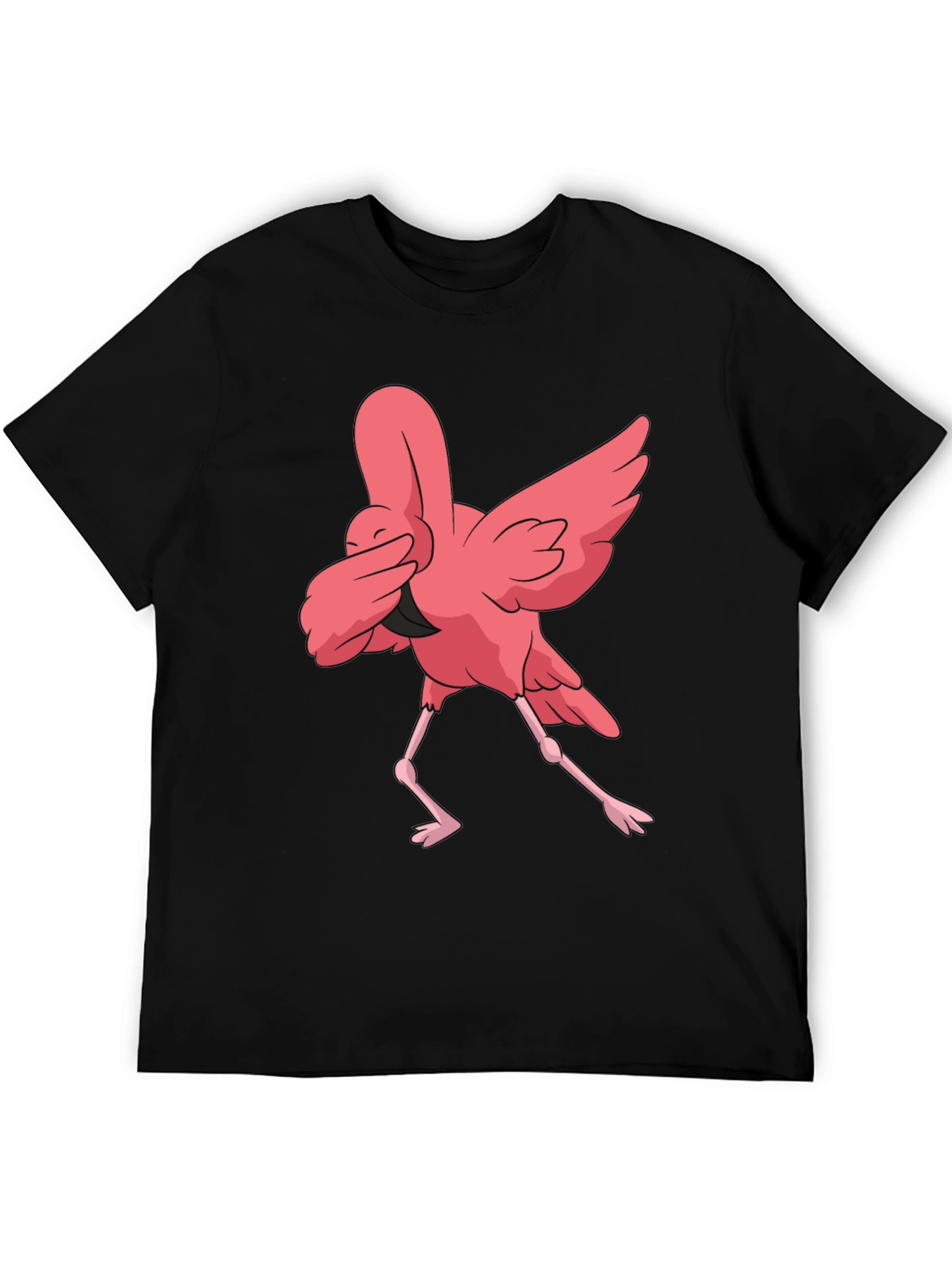 Dabbing Flamingo Graphic Tee - Black Casual T-Shirt