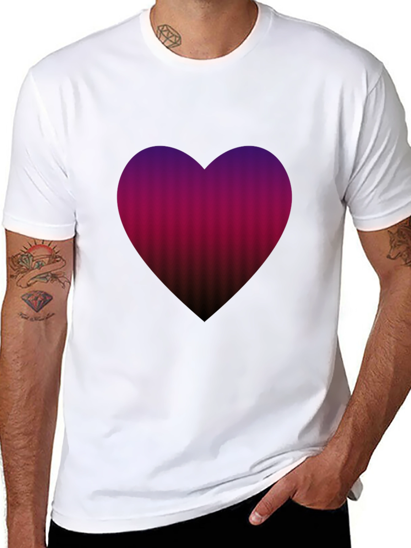 Heart Gradient Mens Tee - Soft Cotton Blend