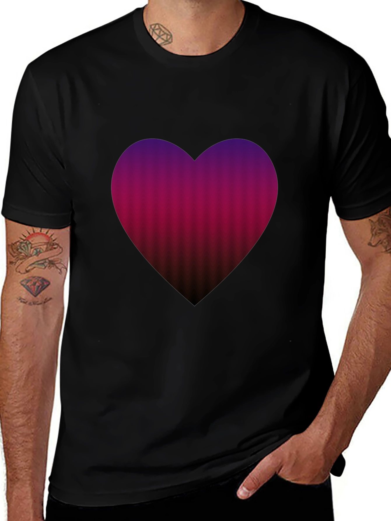 Heart Gradient Mens Tee - Soft Cotton Blend