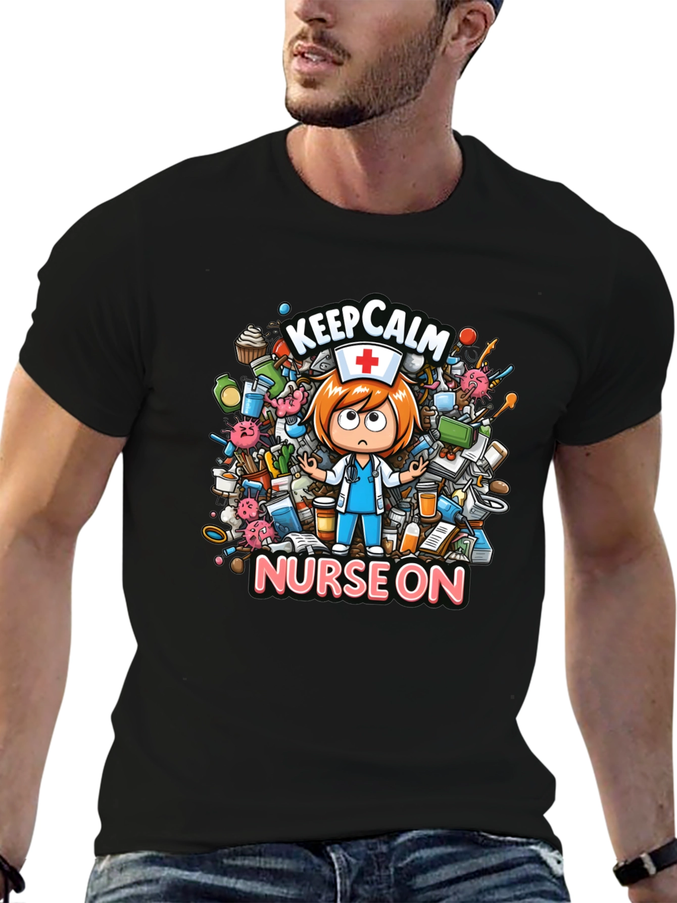 Keep Calm Nurse On Graphic T-Shirt